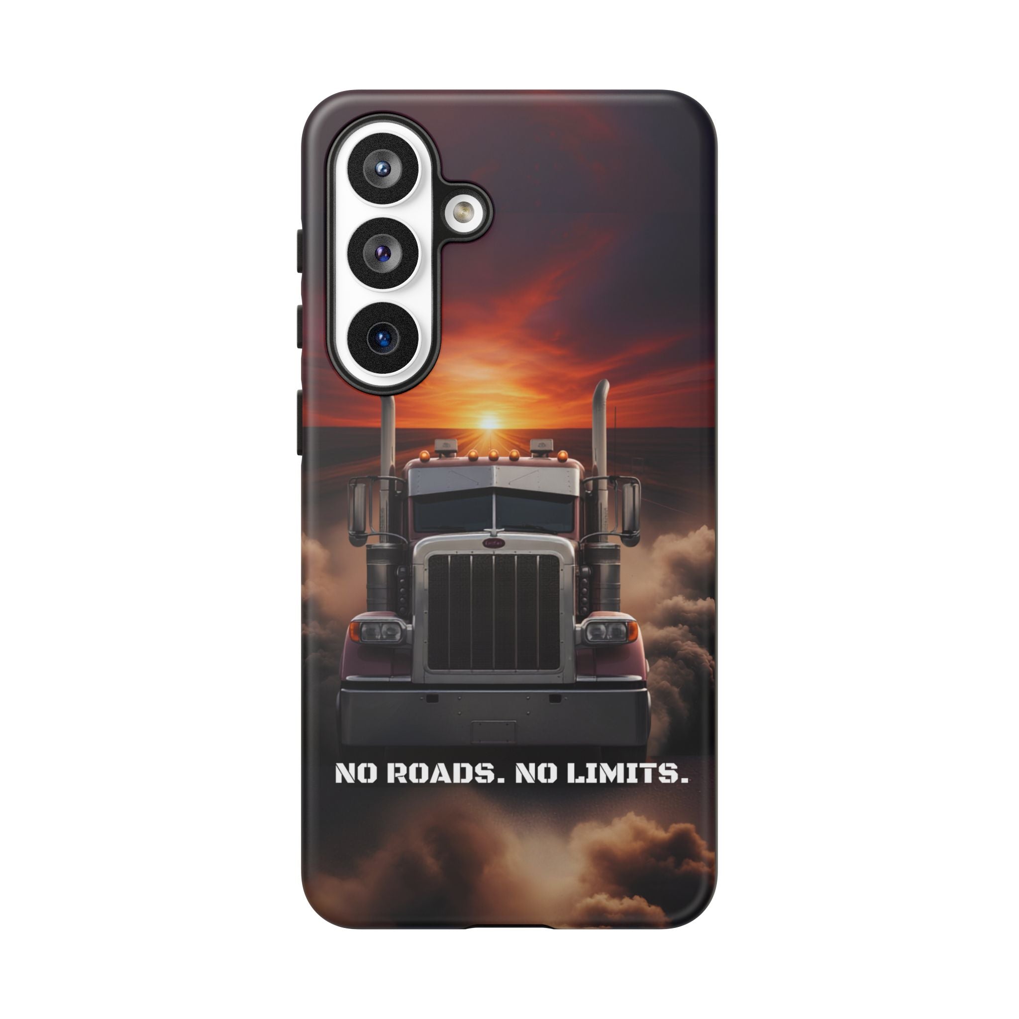 Truck Phone Case — "No Roads. No Limits." Sunset Semi Truck Protective Case