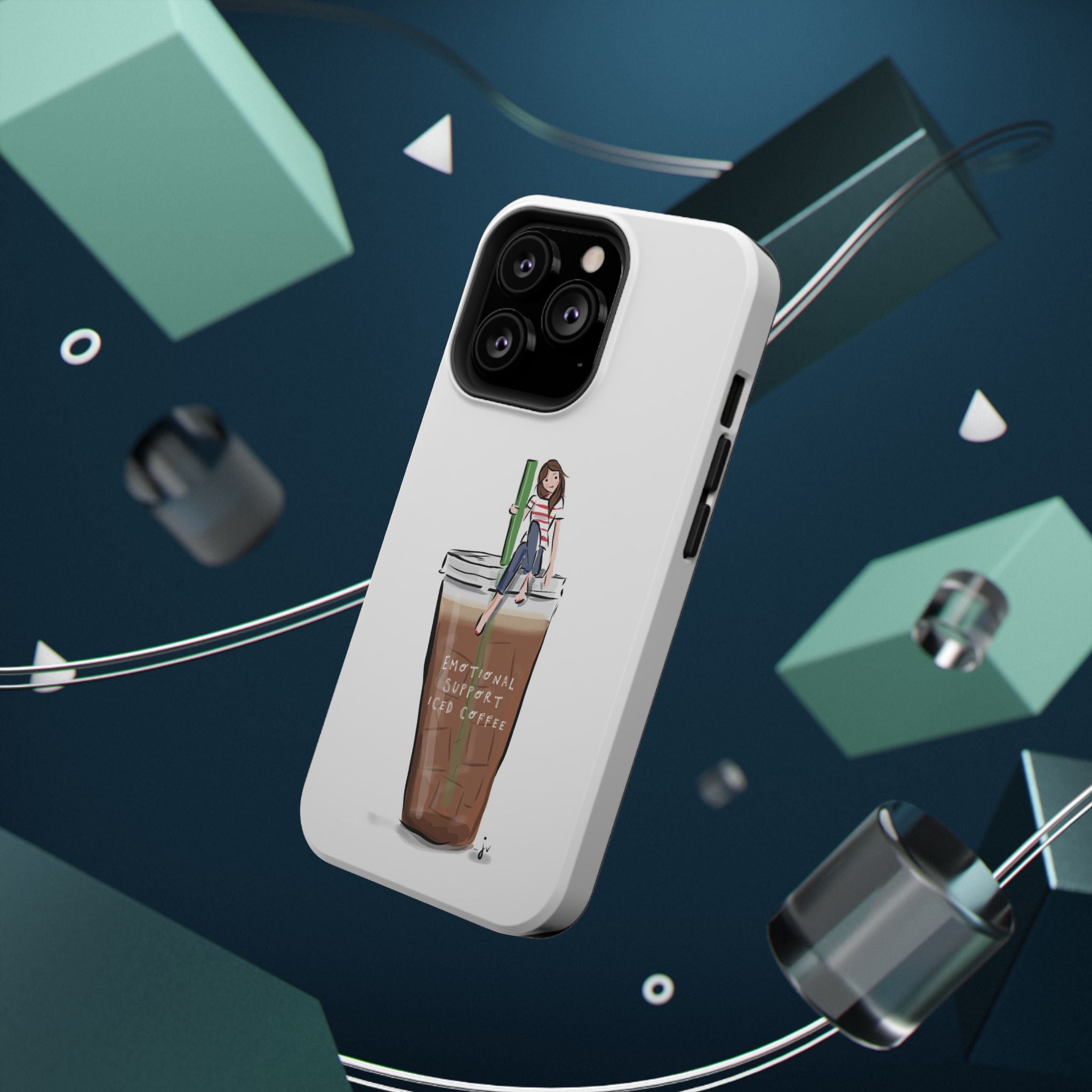 Iced Coffee & Me Phone Case — Cute Illustration 'Emotional Support Iced Coffee' Impact-Resistant Case