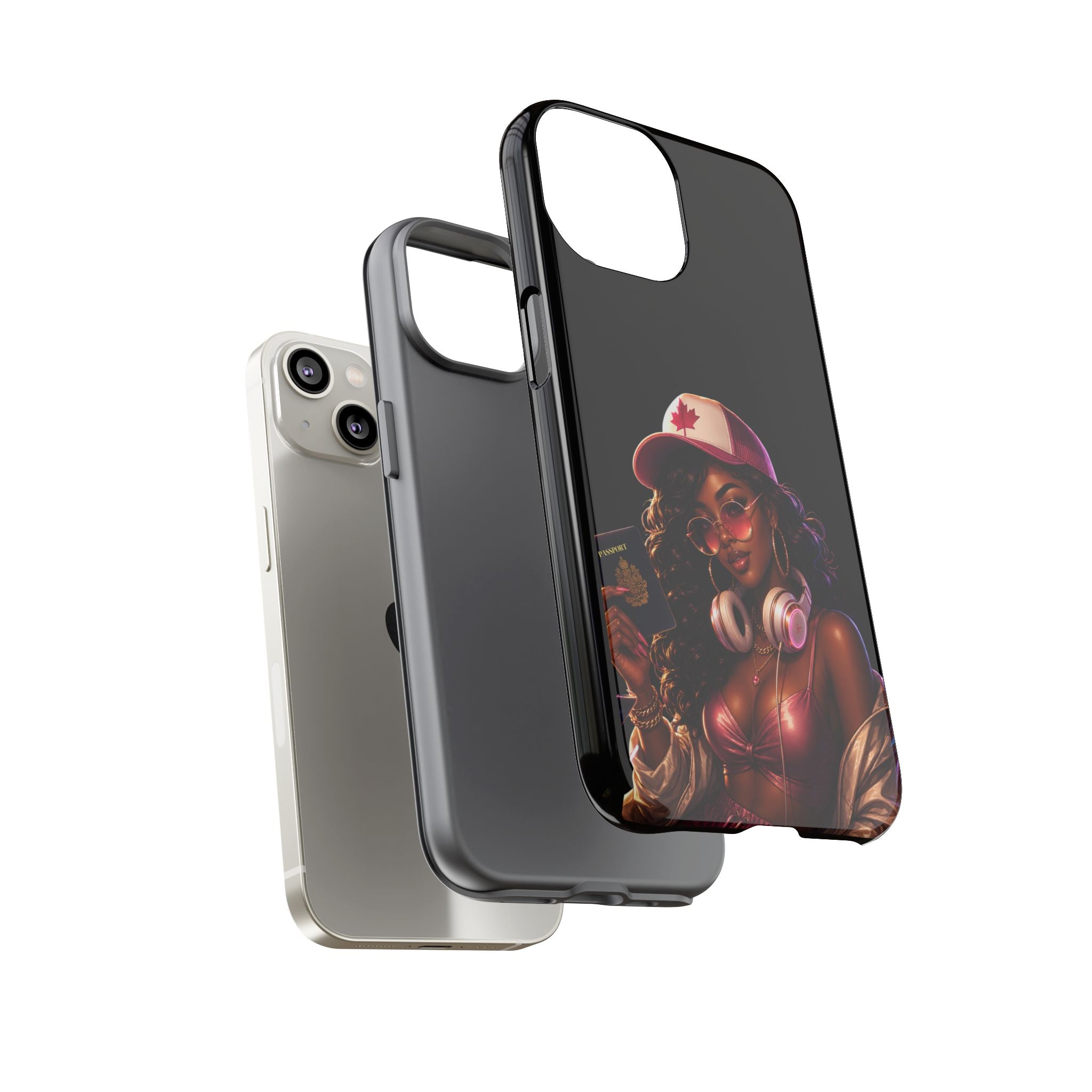 Phone Case — Stylish Urban Woman Design with Maple Cap