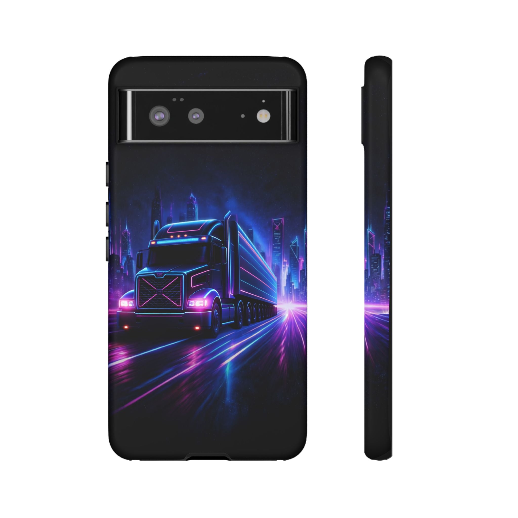 Neon Retro Rig Phone Case — Trucker Semi Truck Nightscape Protective Case