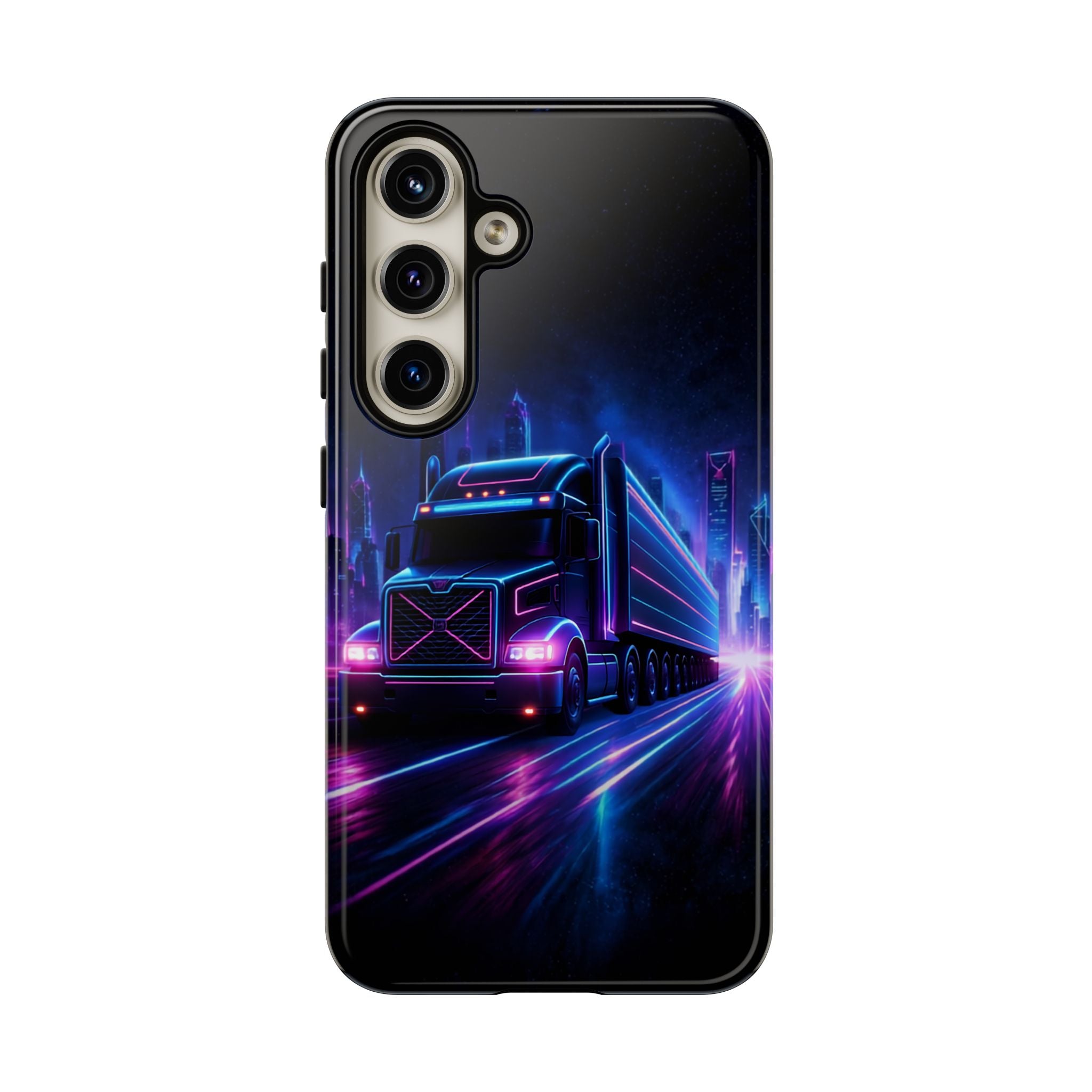 Neon Retro Rig Phone Case — Trucker Semi Truck Nightscape Protective Case