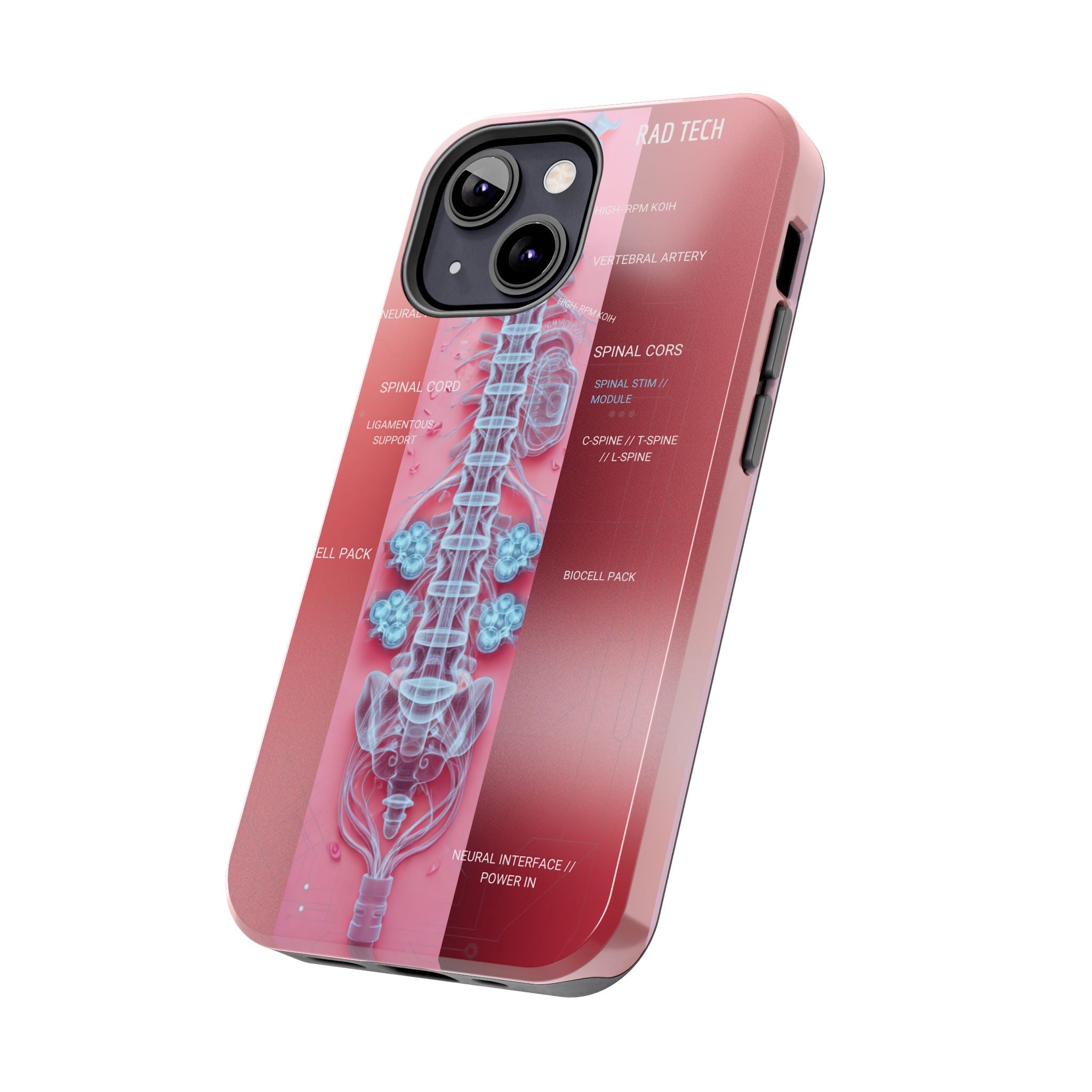 Anatomical Spine Tough Phone Case — Medical X-Ray Design, ‘Spinal Cord’ Labelled