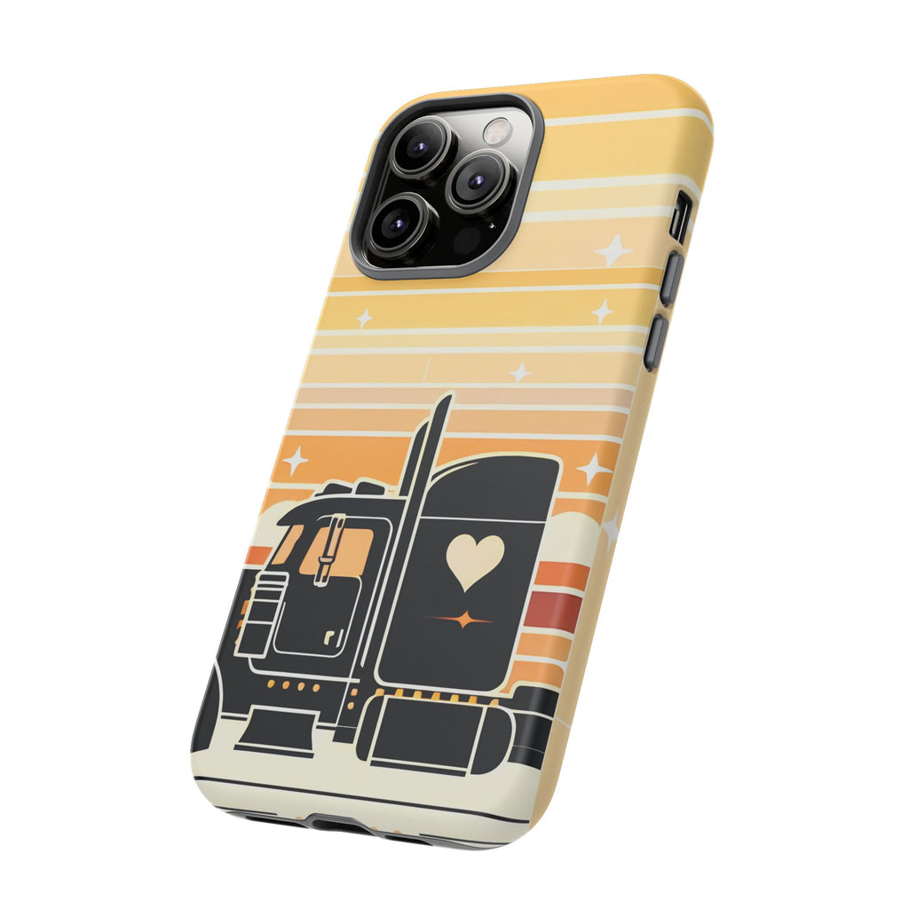 Trucker Heart Phone Case — Retro Semi Truck Protective Phone Cover