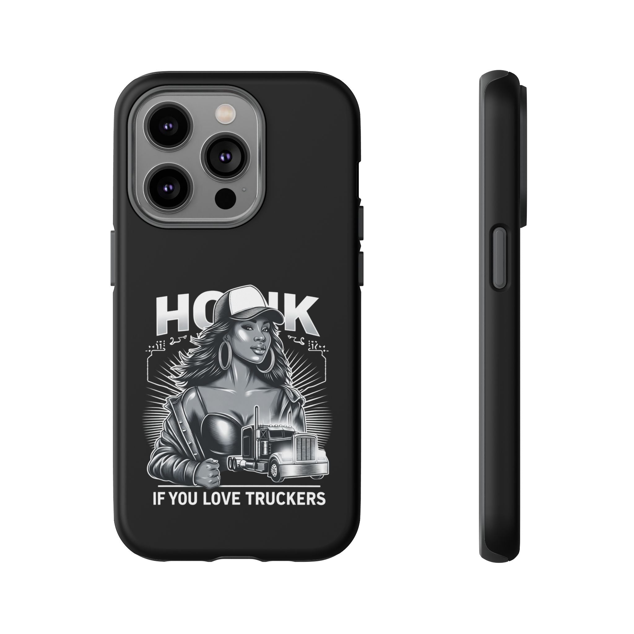 Phone Case — 'Honk' Trucker Girl Retro Semi Truck Protective Case