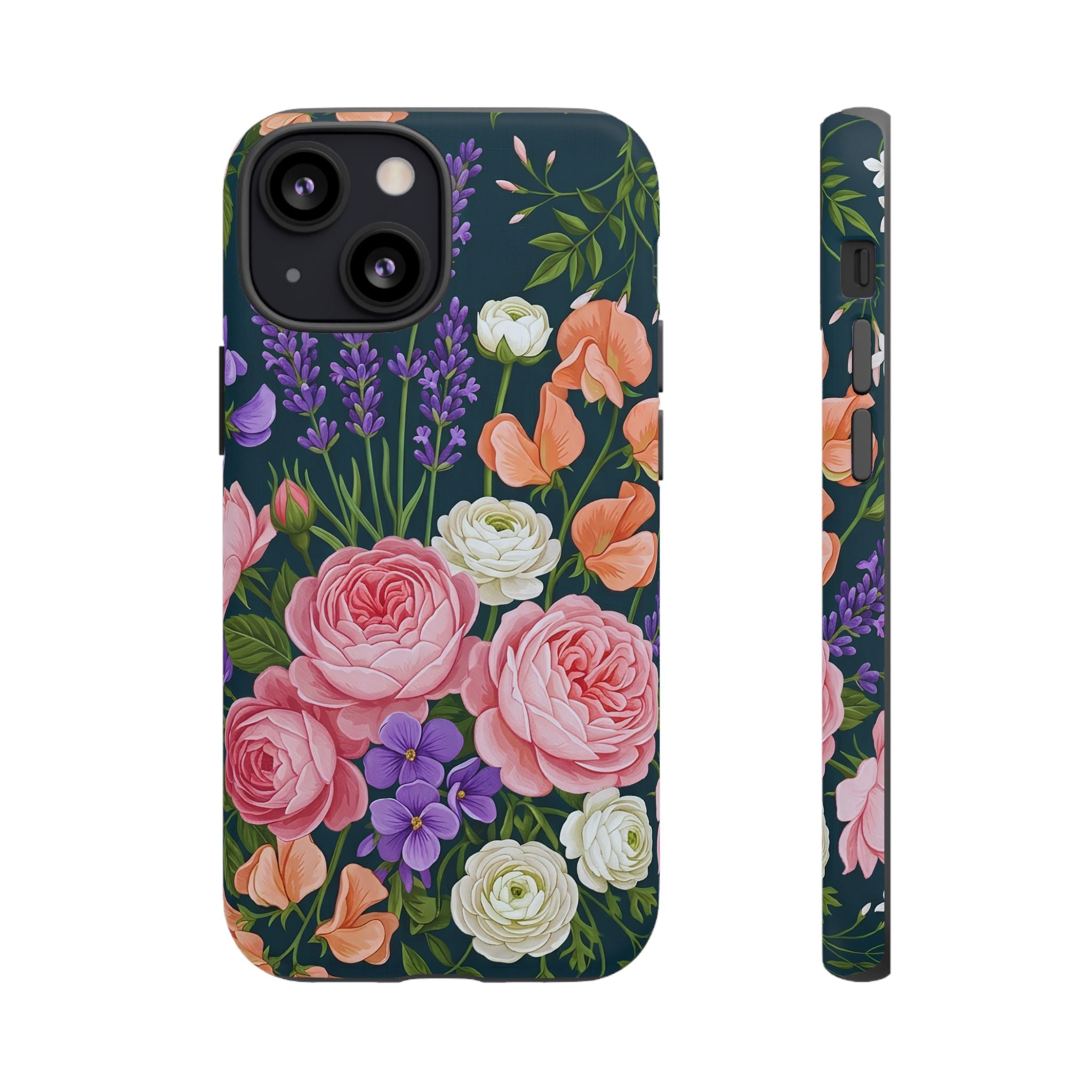 Floral Bouquet Phone Case — Vintage Roses & Lavender Protective Cover