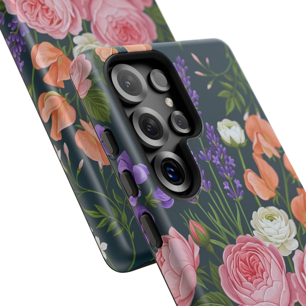 Floral Bouquet Phone Case — Vintage Roses & Lavender Protective Cover