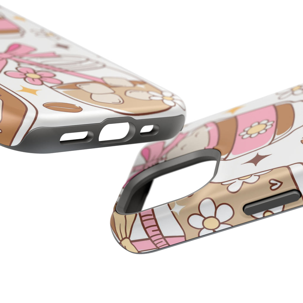 Cute Pink Coffee & Latte Pattern Impact Phone Case