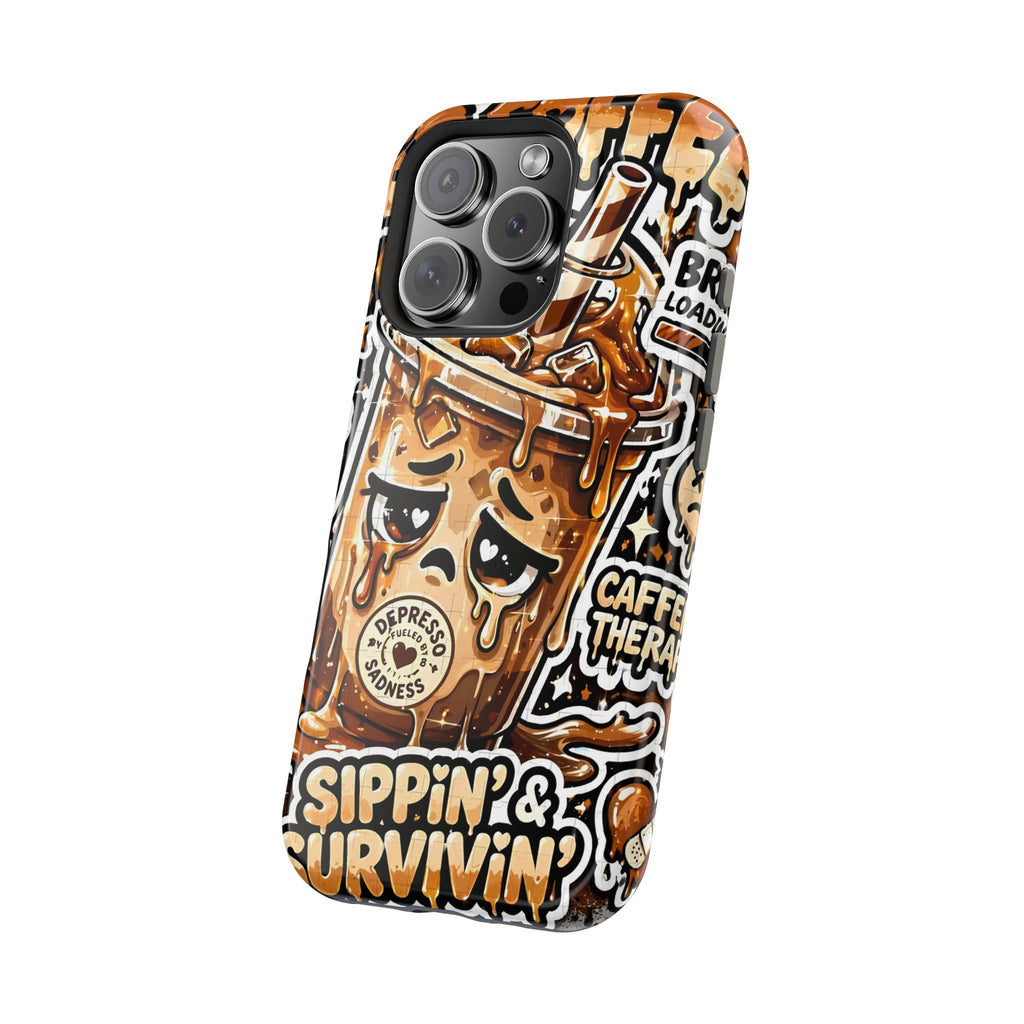 Iced Coffee Phone Case — “Sippin' & Survivin'” Magnetic Impact-Resistant Case