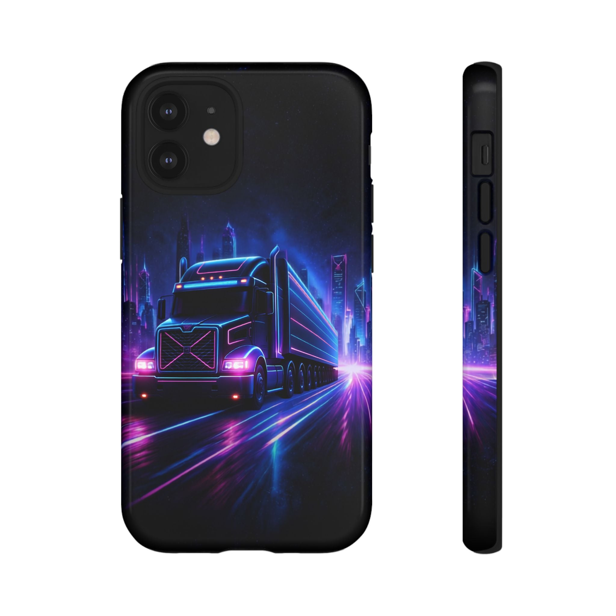 Neon Retro Rig Phone Case — Trucker Semi Truck Nightscape Protective Case