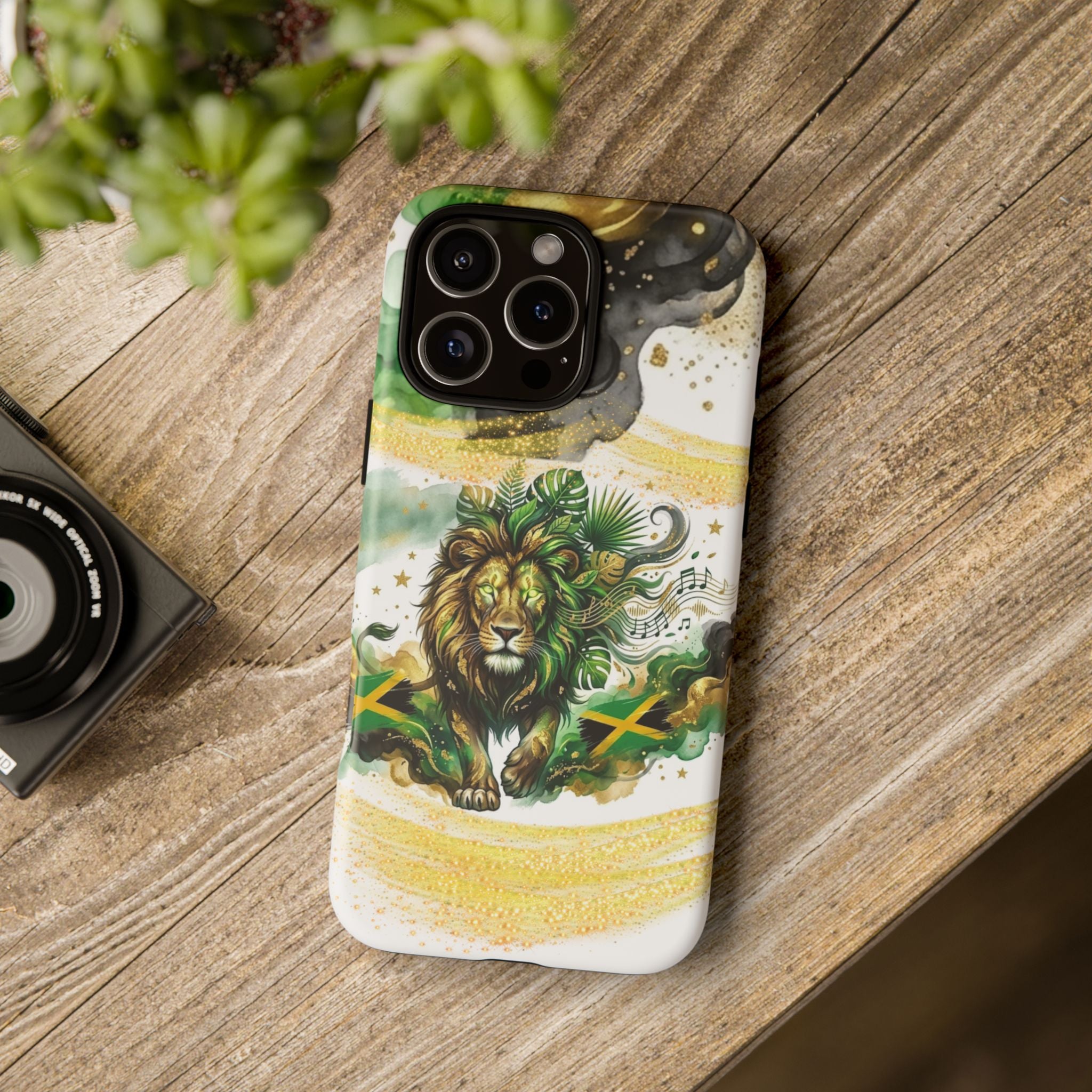 Reggae Lion Phone Case — Jamaican Flag Rasta Art Tough Phone Cover
