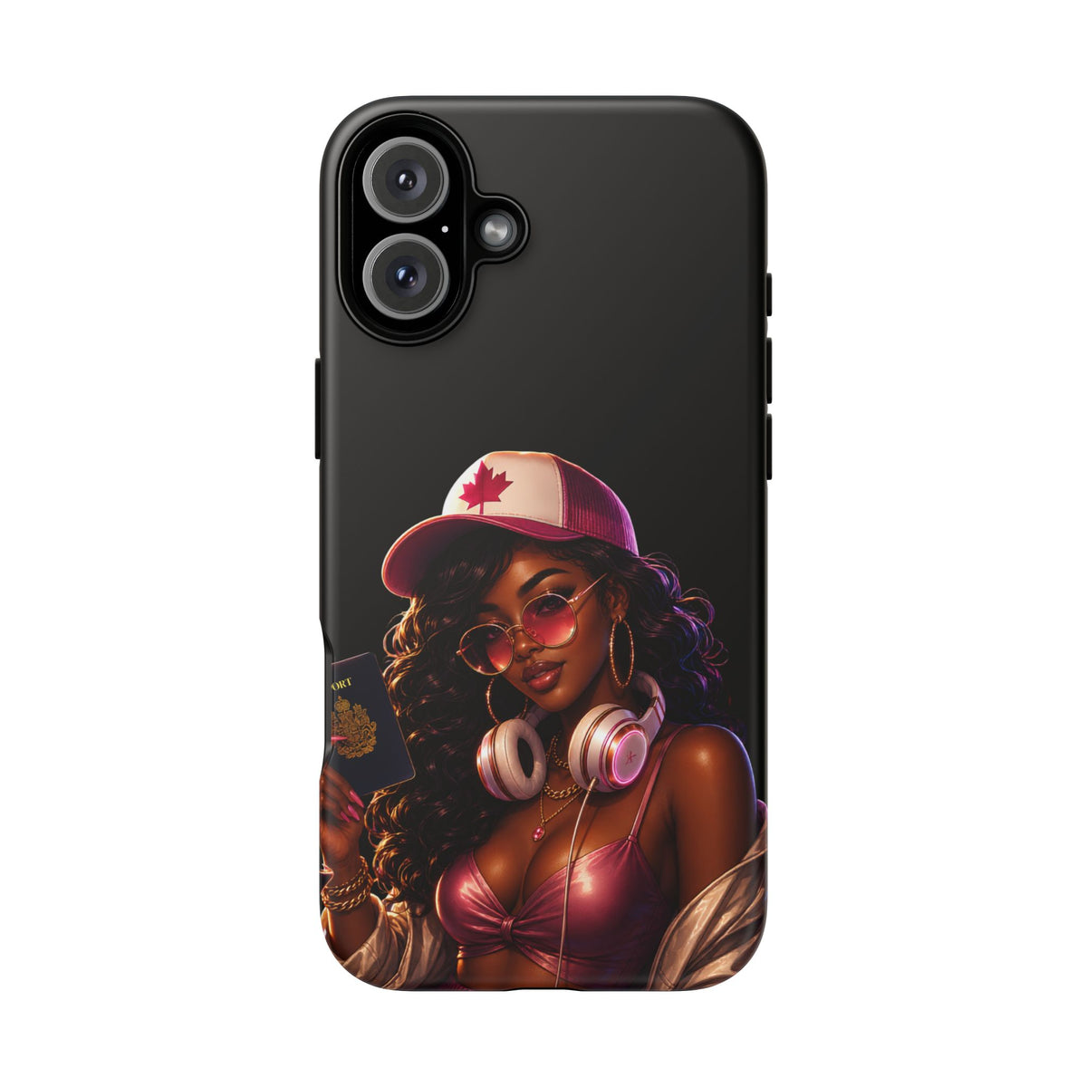 Phone Case - Cool Urban Woman with Headphones & Maple Hat