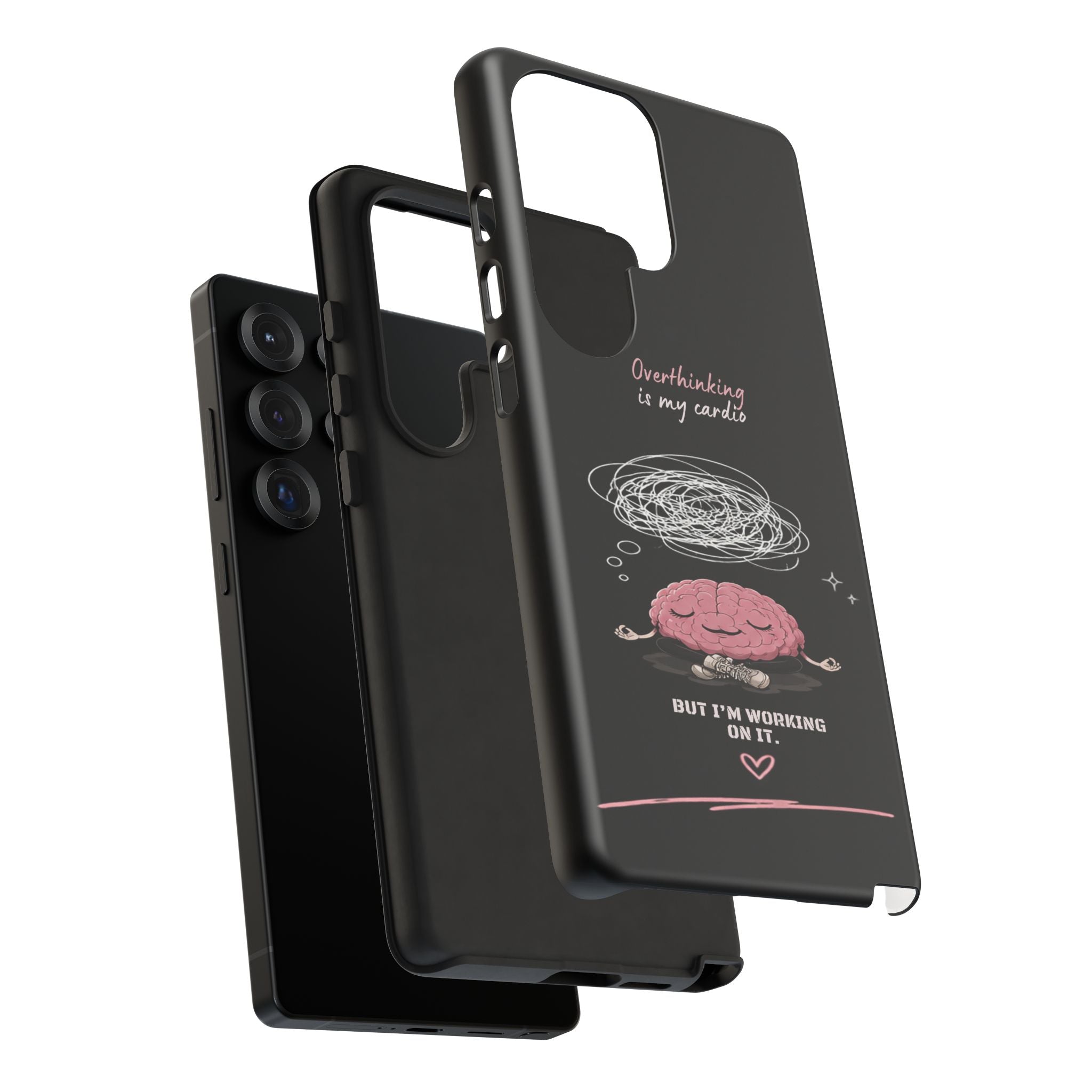 Phone Case — "Overthinking Is My Cardio" Cute Meditating Brain Protective Case