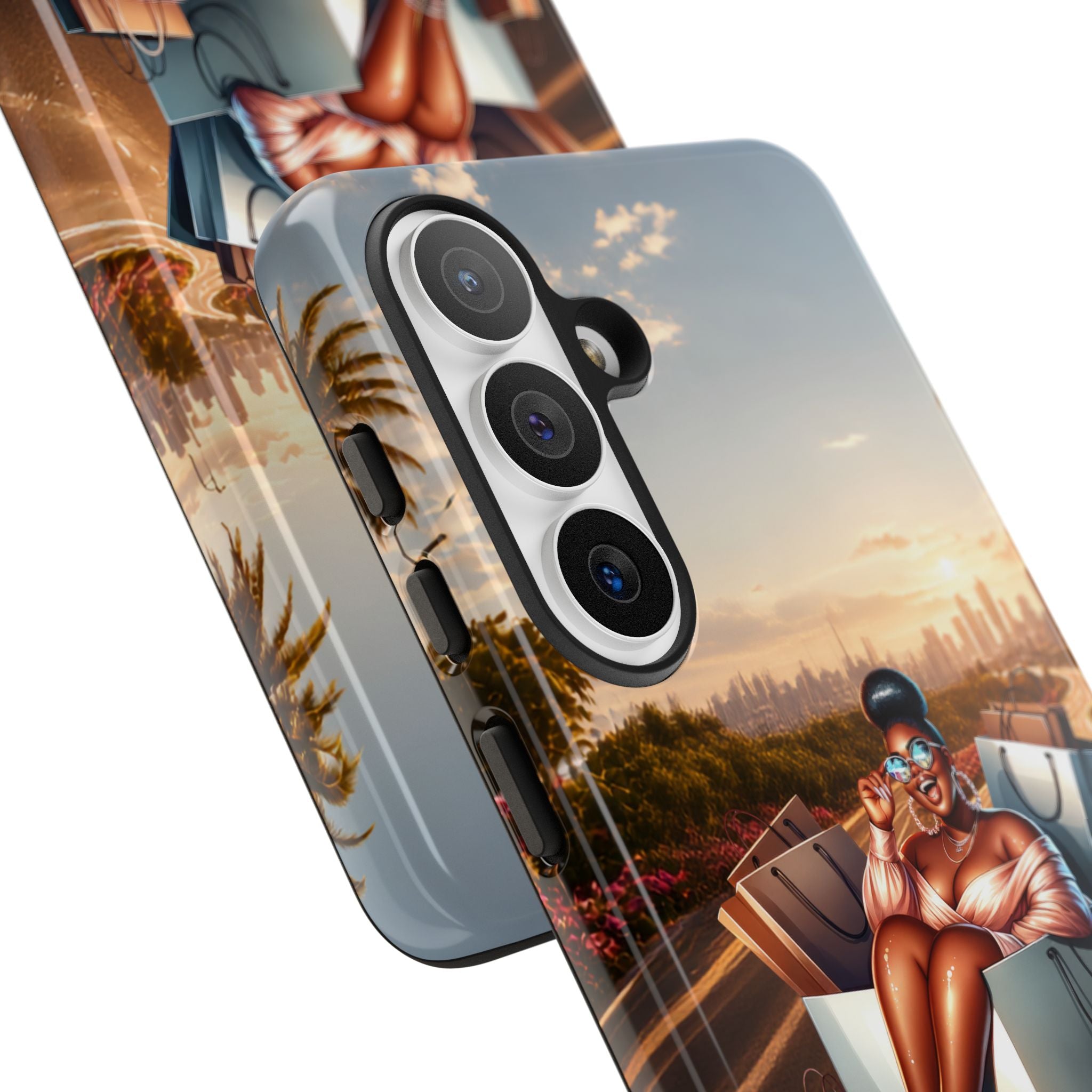 Phone Case — Chic Shopper Illustration on Cloud Background