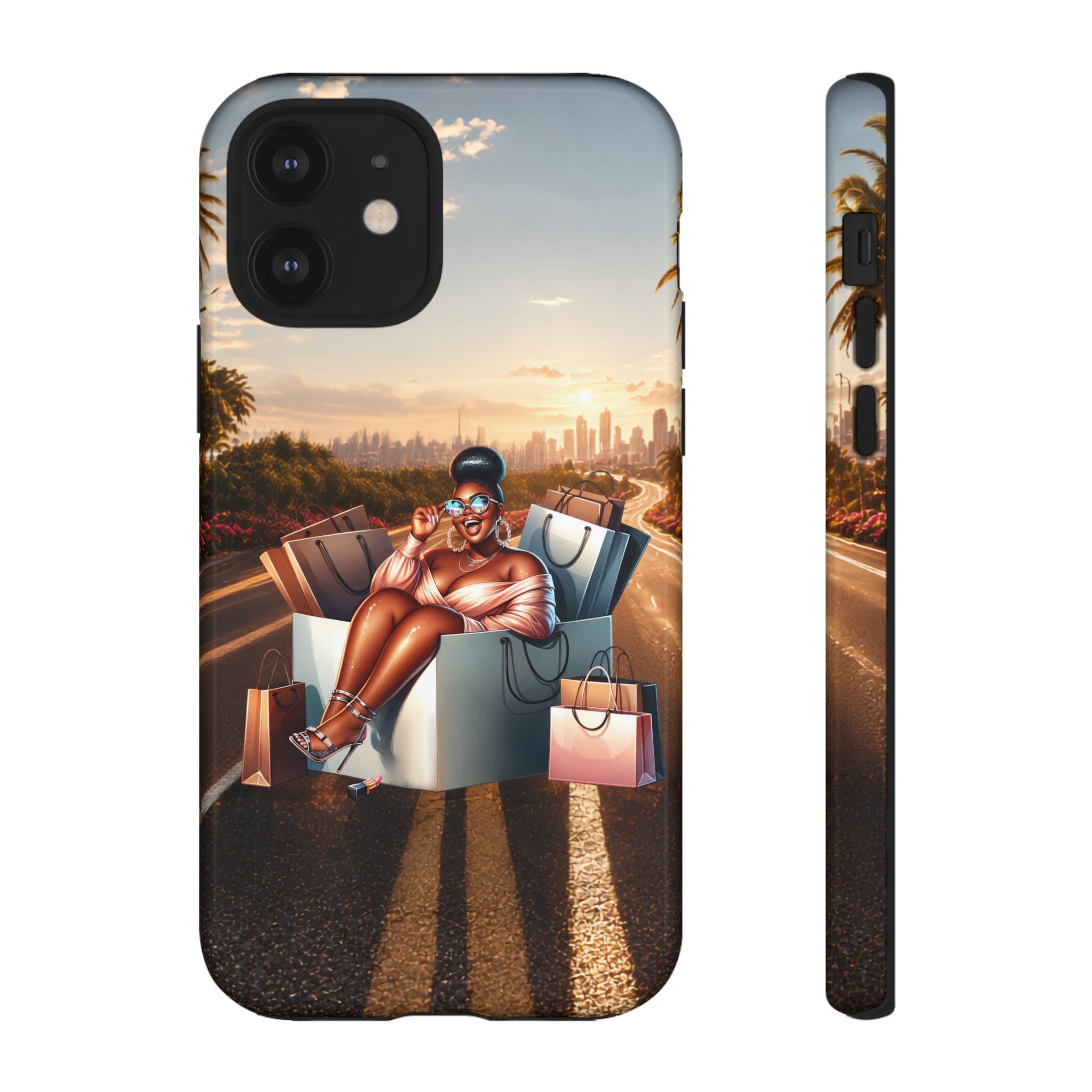 Phone Case — Chic Shopper Illustration on Cloud Background