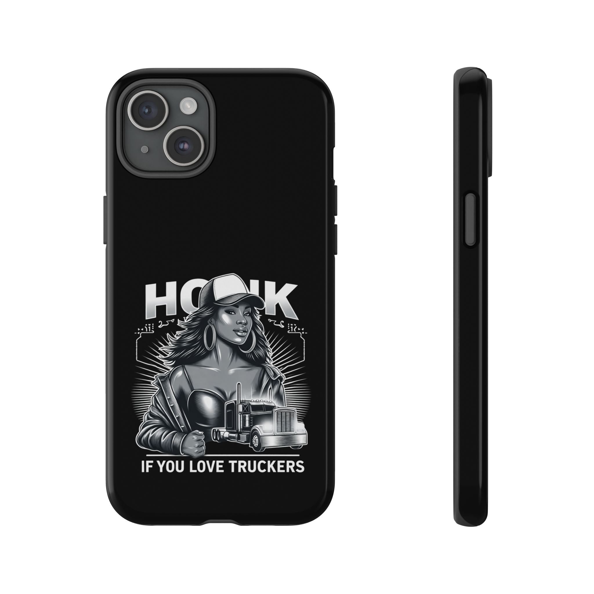 Phone Case — 'Honk' Trucker Girl Retro Semi Truck Protective Case