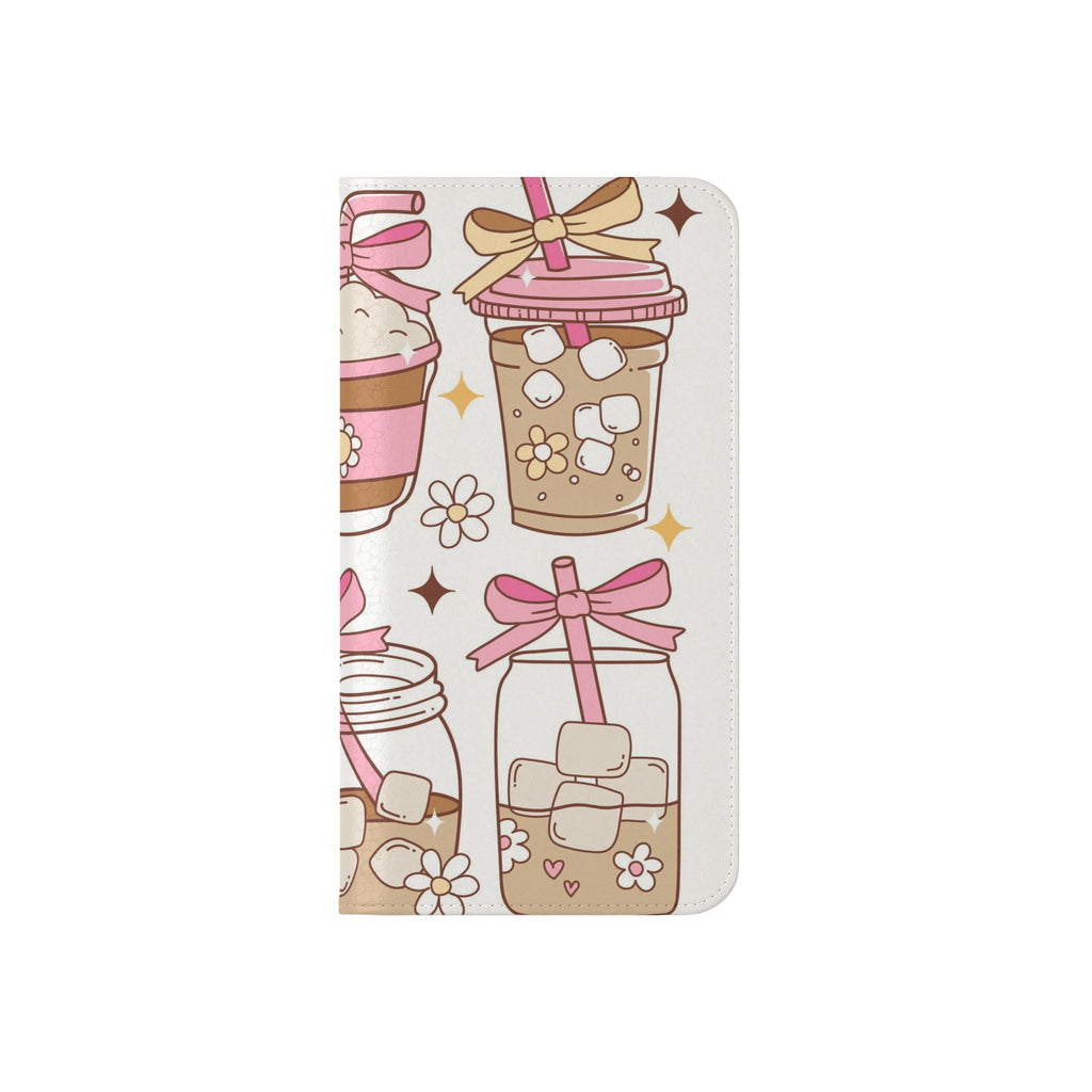 Cute Coffee & Latte Flip Phone Case – Cozy Boba & Dessert Wallet Cover