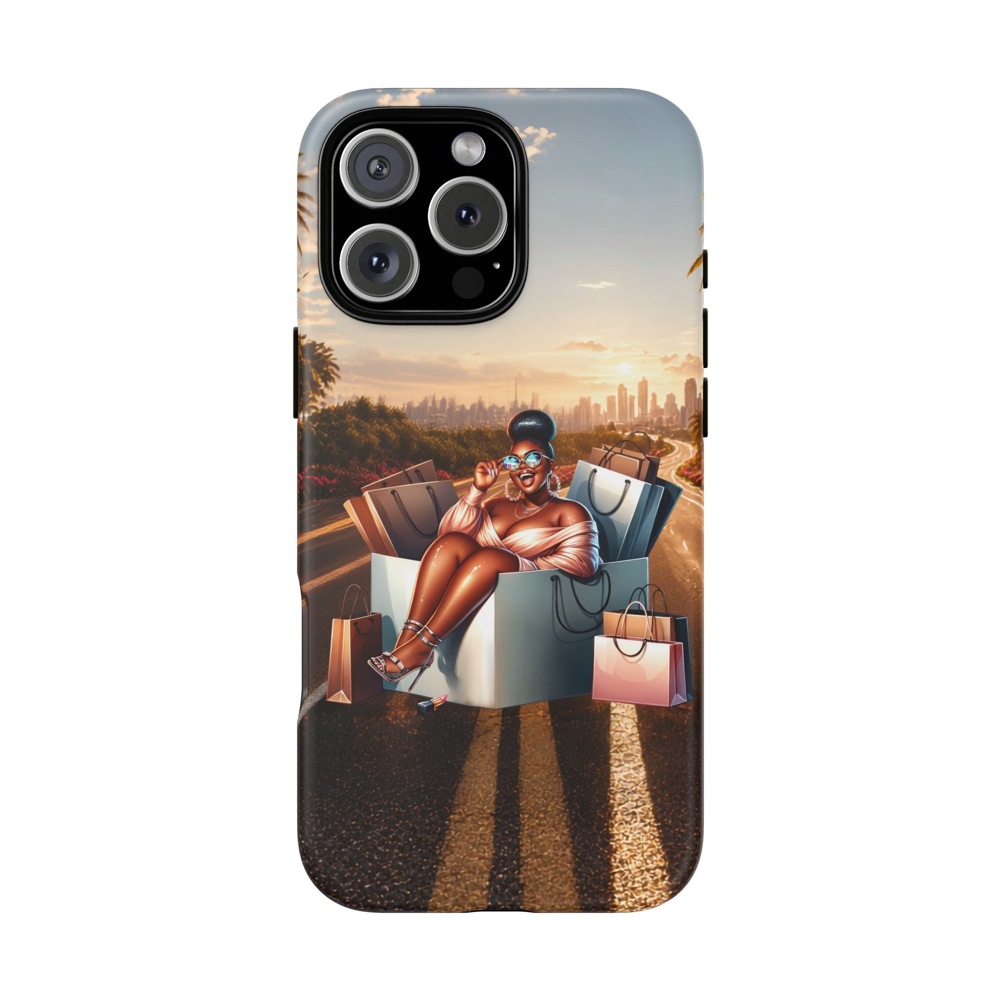 Phone Case — Chic Shopper Illustration on Cloud Background