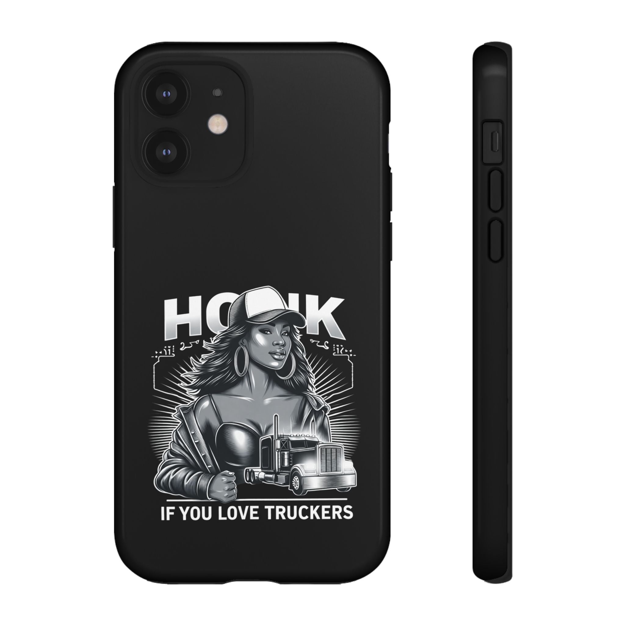 Phone Case — 'Honk' Trucker Girl Retro Semi Truck Protective Case