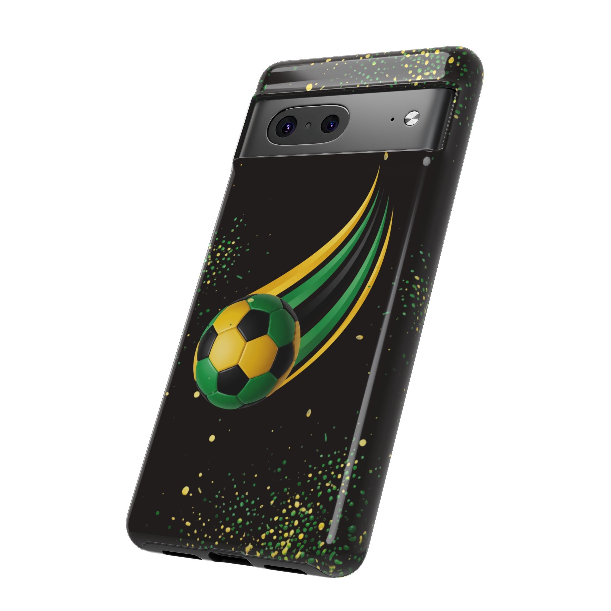 Soccer Comet Tough Phone Case – Green & Yellow Football Design