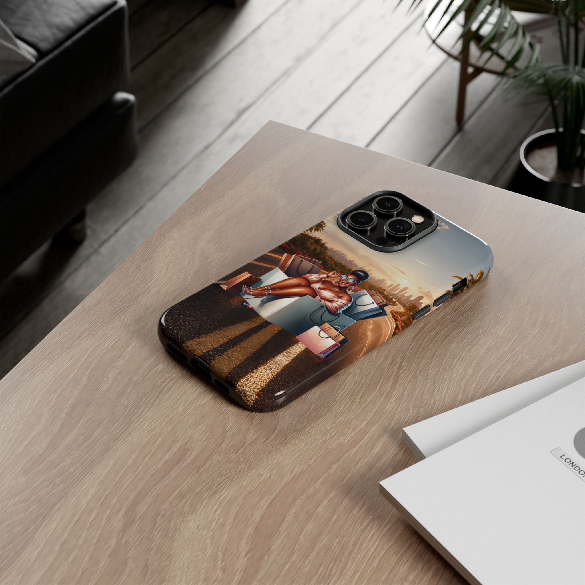 Phone Case — Chic Shopper Illustration on Cloud Background