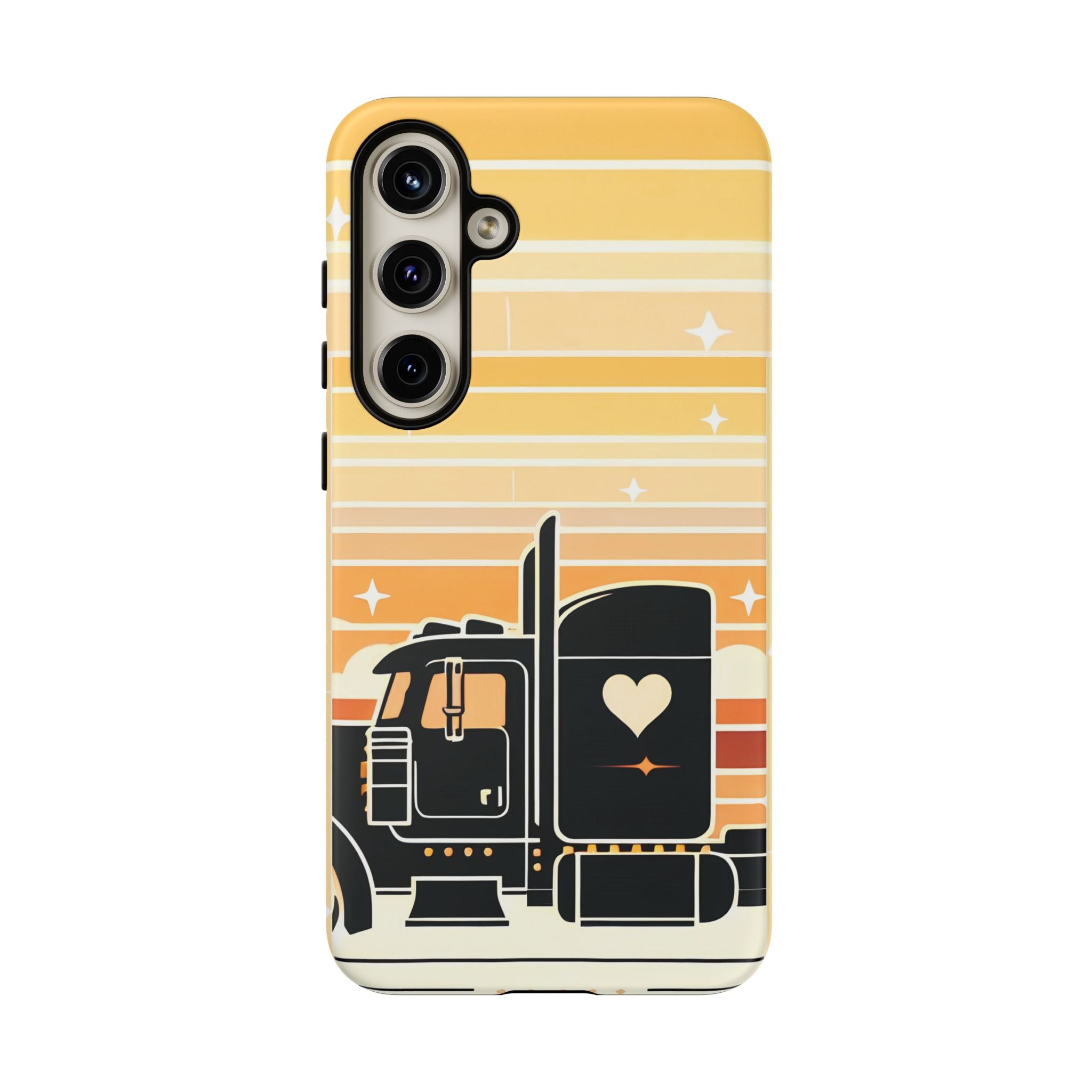 Trucker Heart Phone Case — Retro Semi Truck Protective Phone Cover