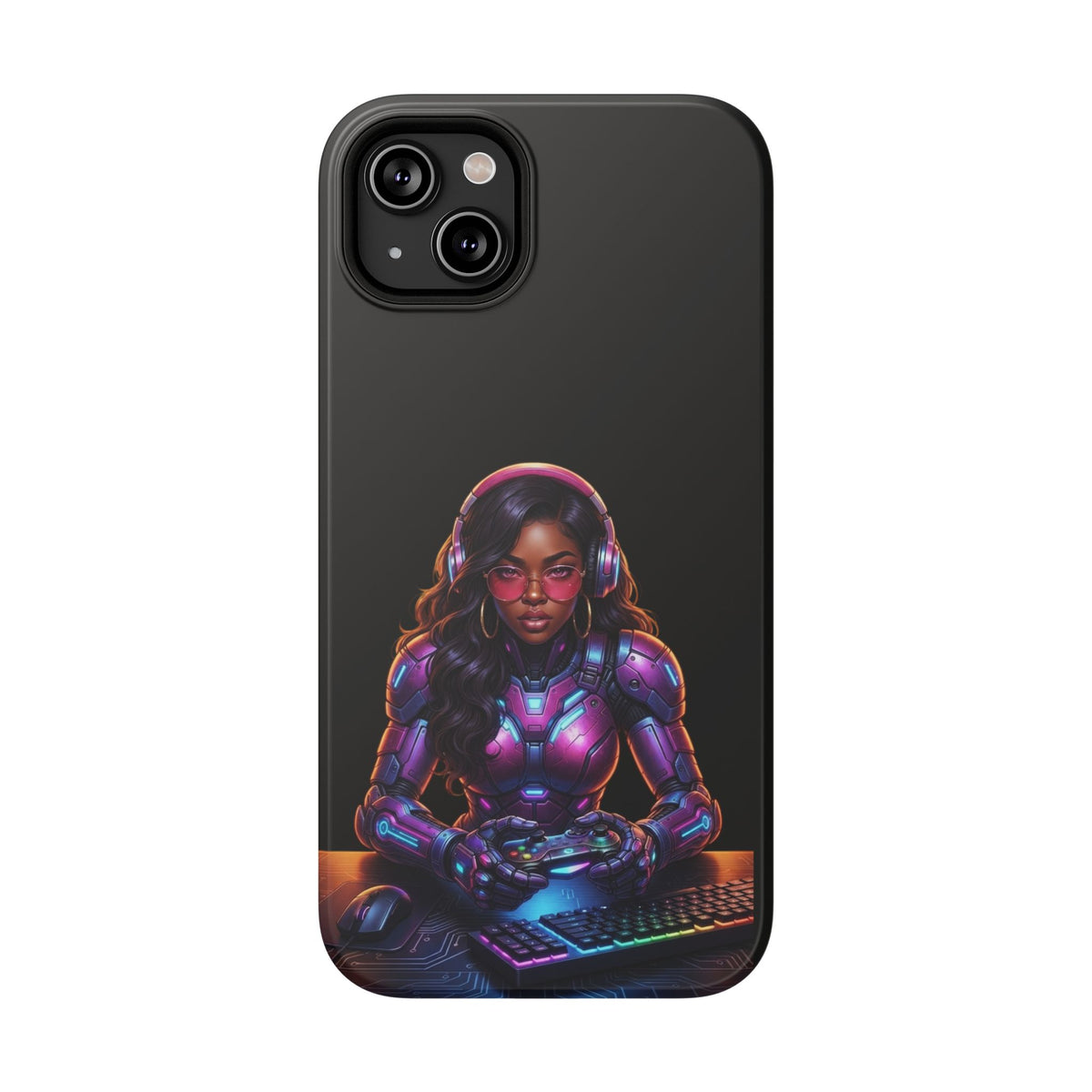 Gamer Girl Cyber Armor Phone Case — Impact‑Resistant Protective Cover