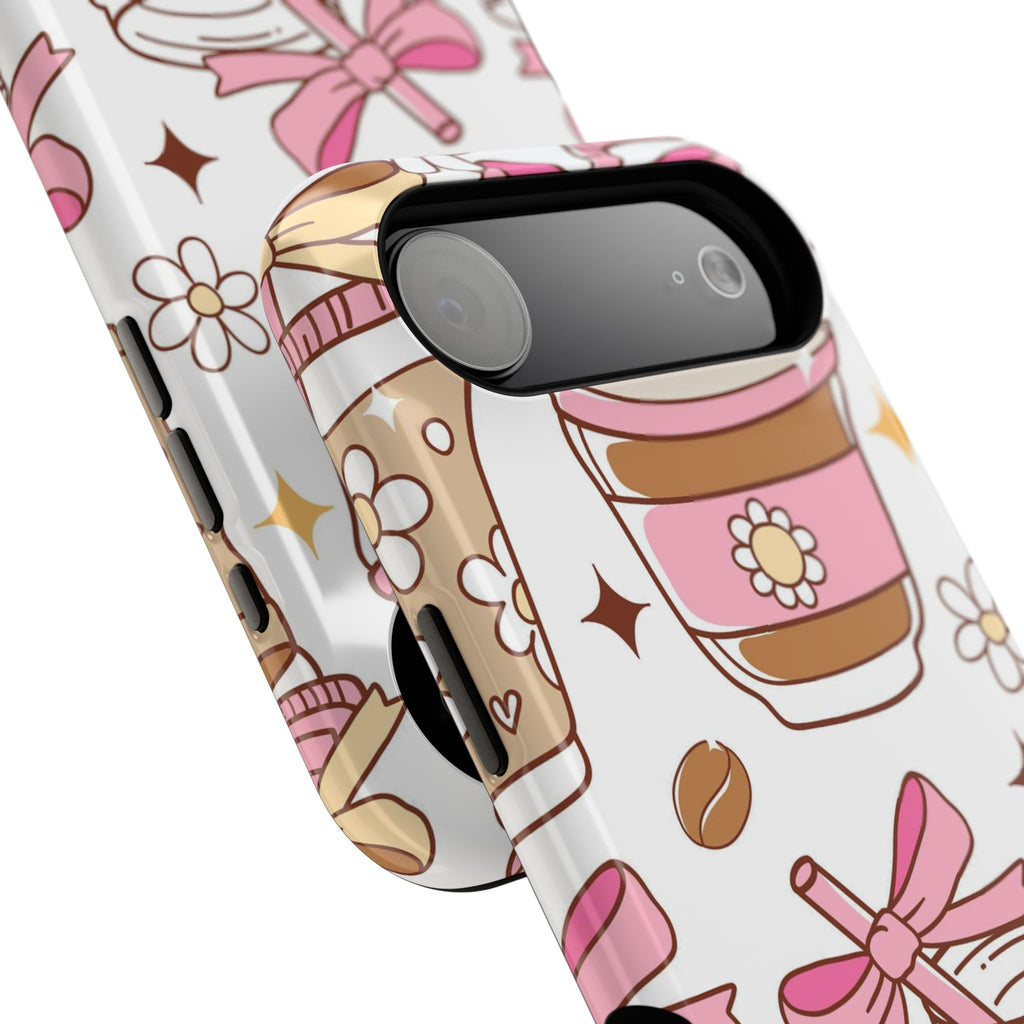 Cute Pink Coffee & Latte Pattern Impact Phone Case