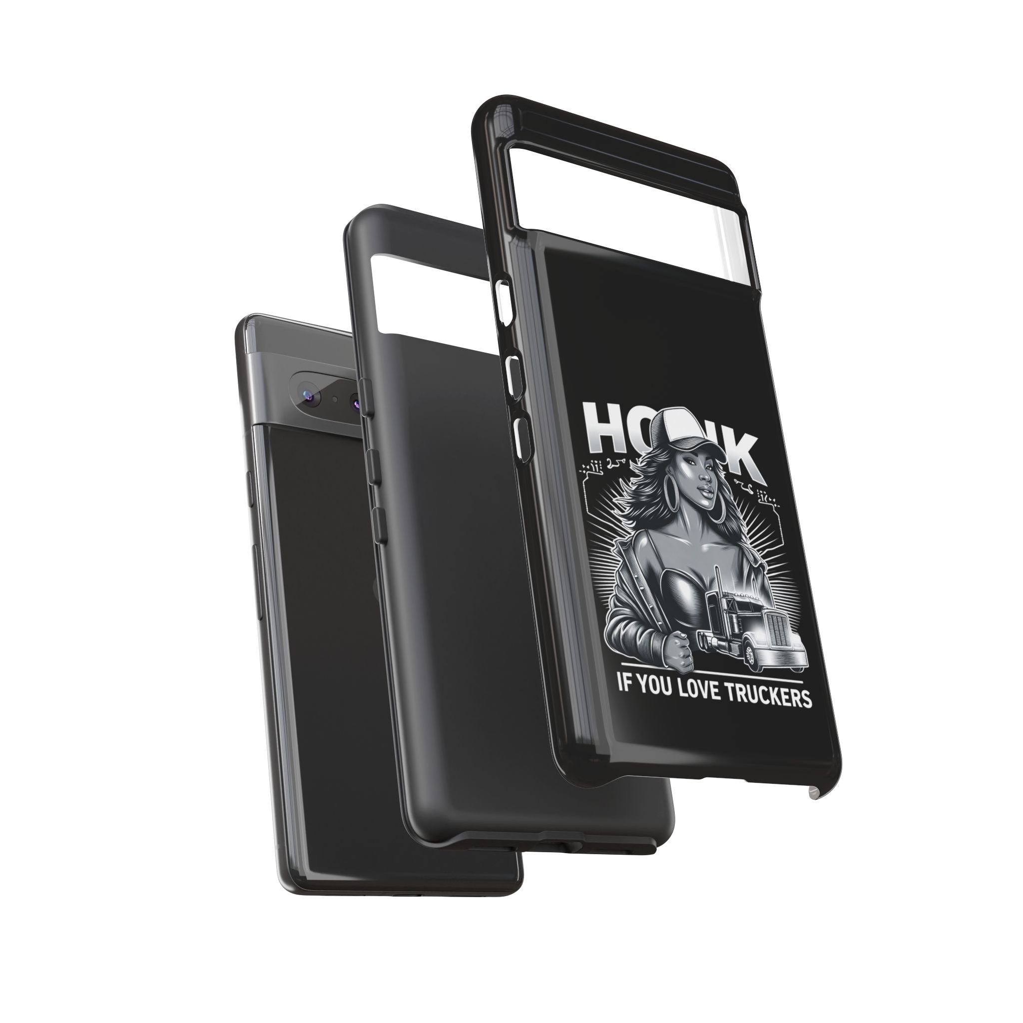 Phone Case — 'Honk' Trucker Girl Retro Semi Truck Protective Case