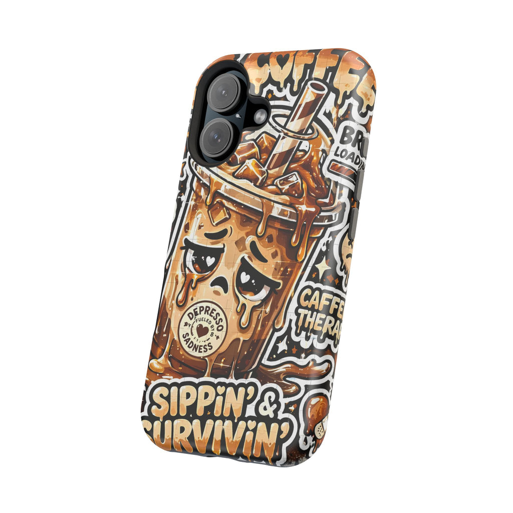 Iced Coffee Phone Case — “Sippin' & Survivin'” Magnetic Impact-Resistant Case