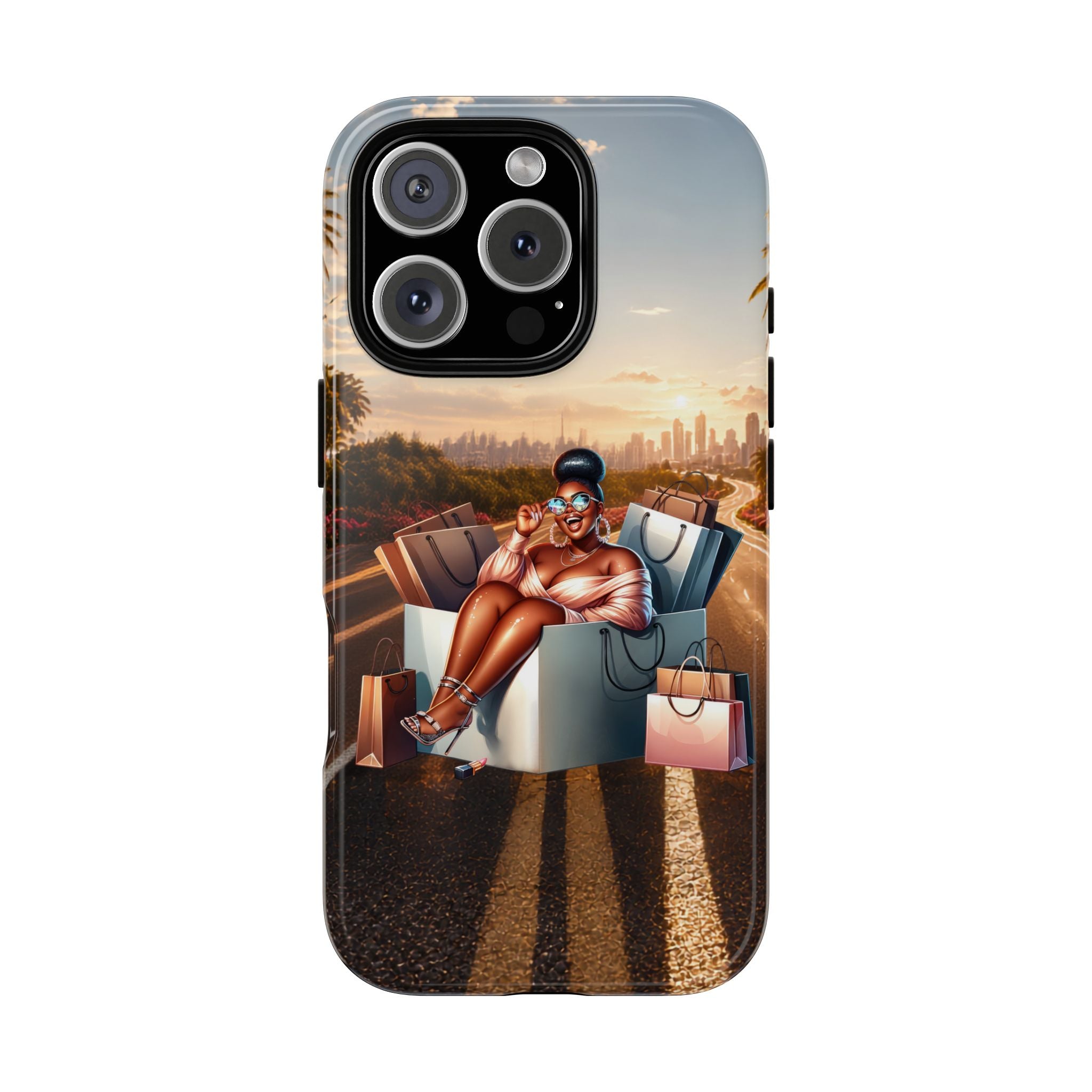 Phone Case — Chic Shopper Illustration on Cloud Background