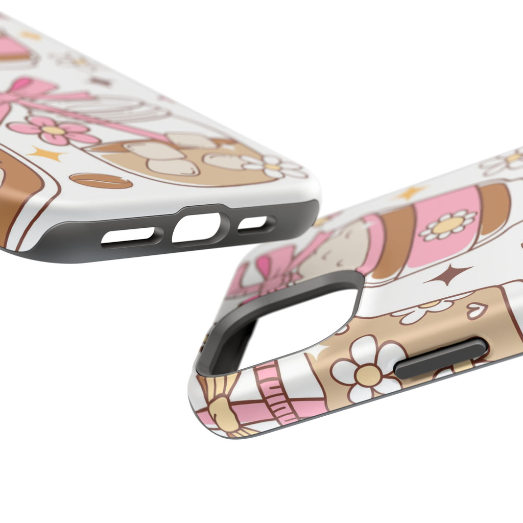 Cute Pink Coffee & Latte Pattern Impact Phone Case