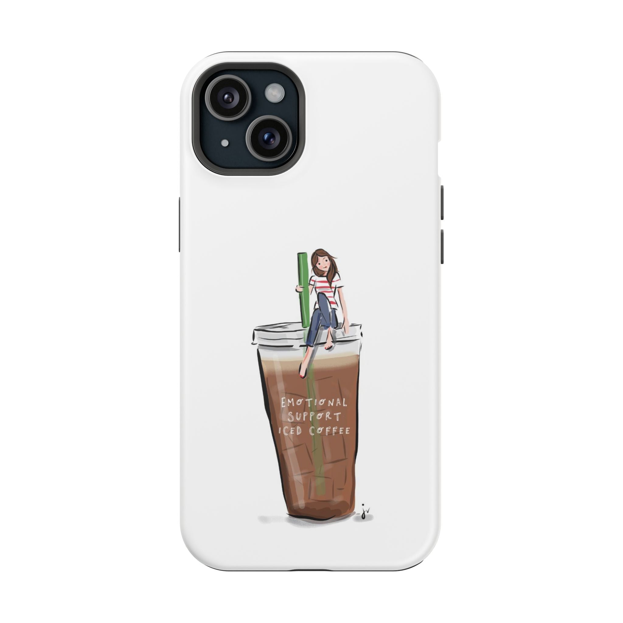 Iced Coffee & Me Phone Case — Cute Illustration 'Emotional Support Iced Coffee' Impact-Resistant Case