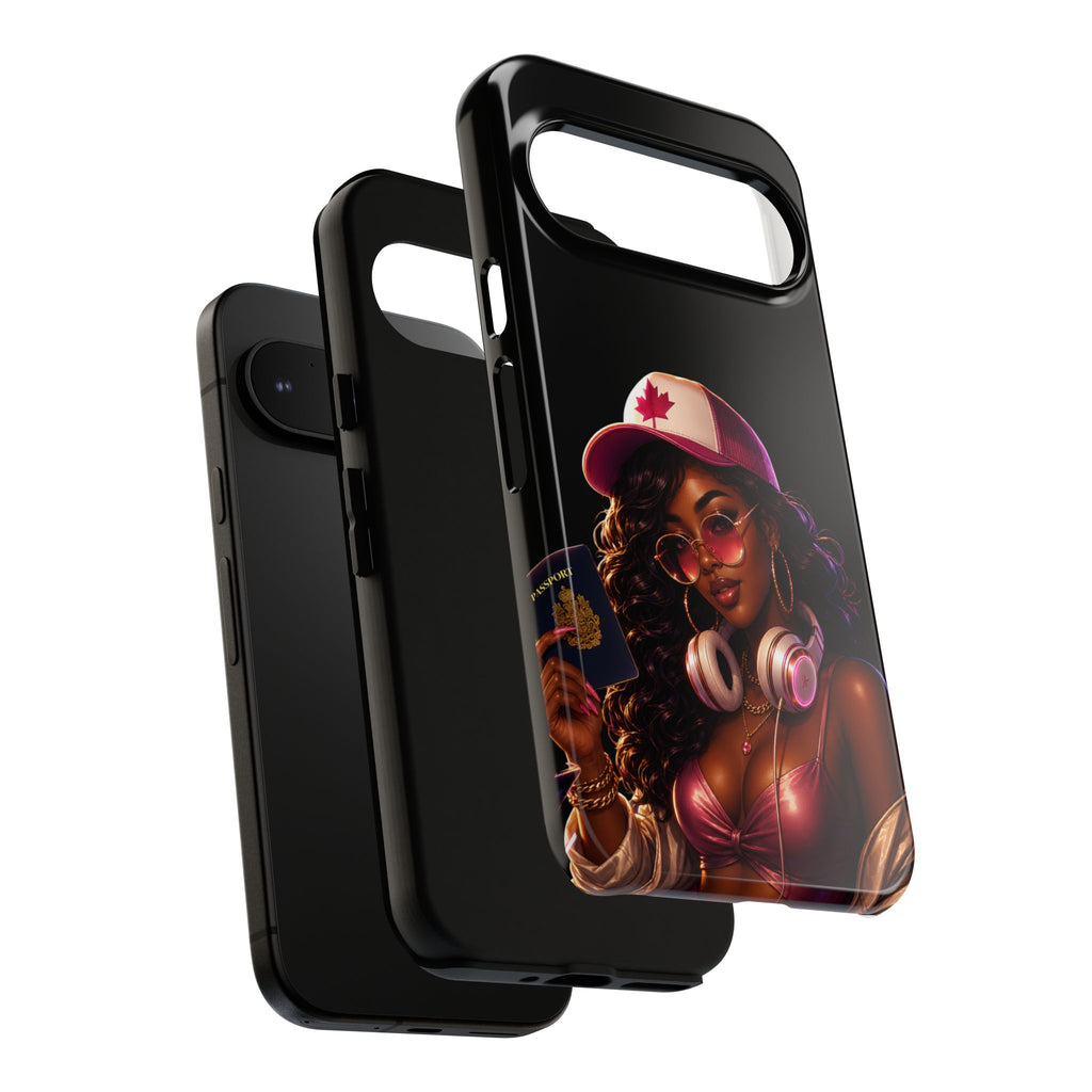 Phone Case - Cool Urban Woman with Headphones & Maple Hat