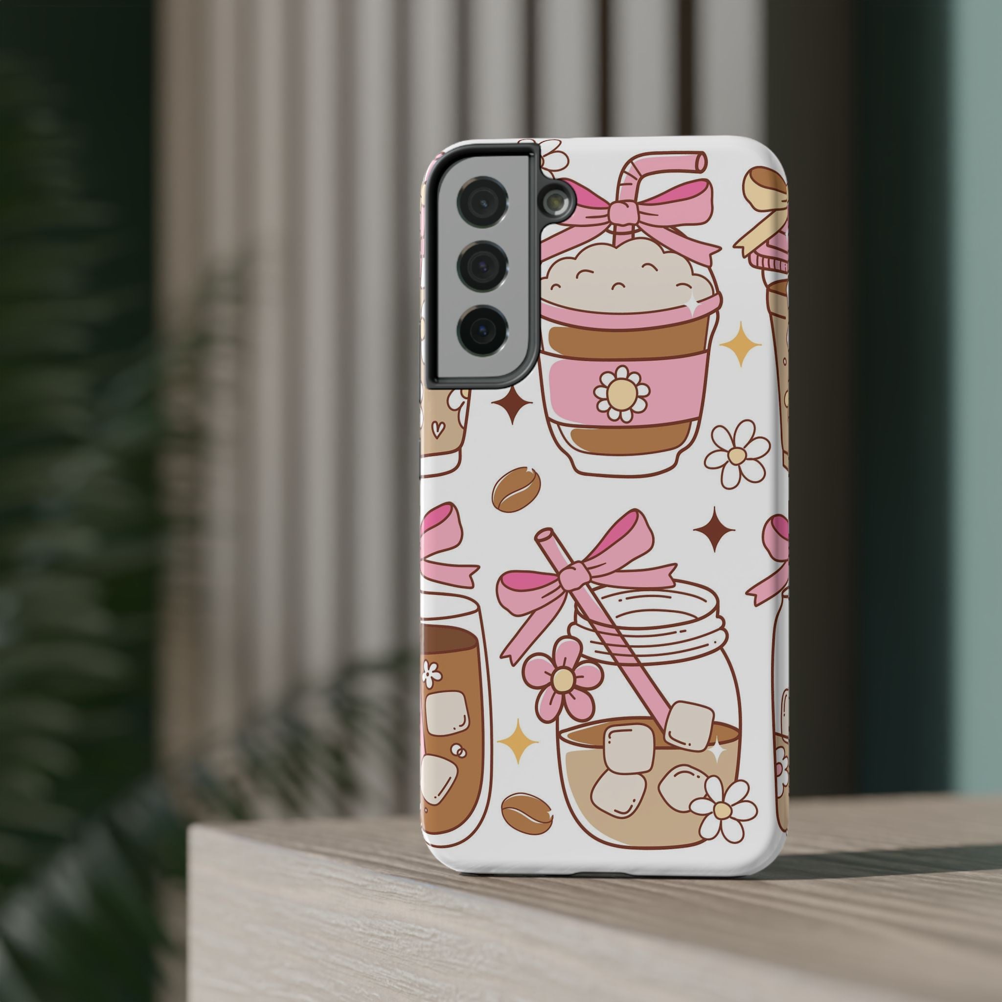 Cute Pink Coffee & Latte Pattern Impact Phone Case