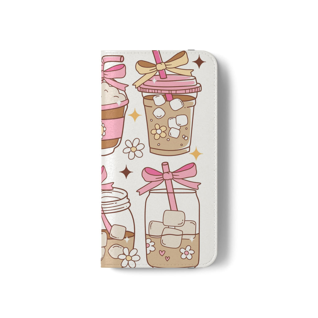Cute Coffee & Latte Flip Phone Case – Cozy Boba & Dessert Wallet Cover