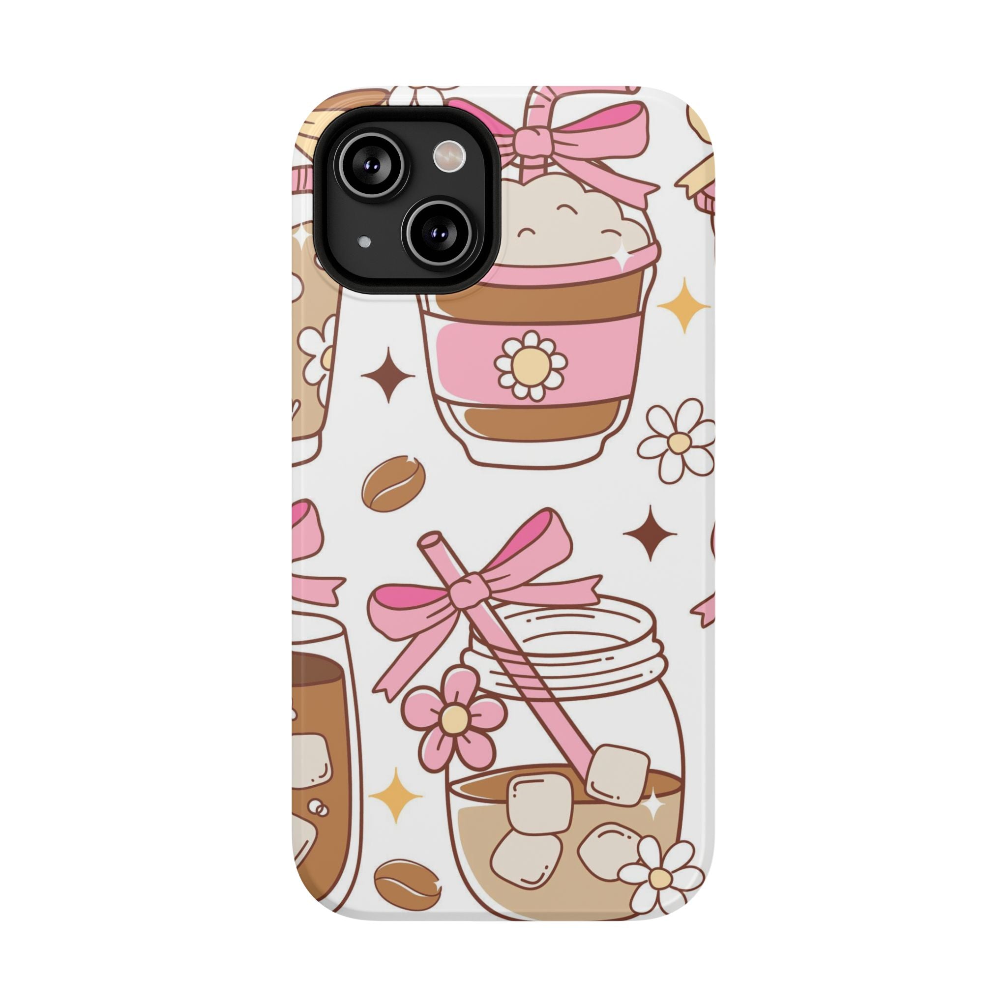 Cute Pink Coffee & Latte Pattern Impact Phone Case