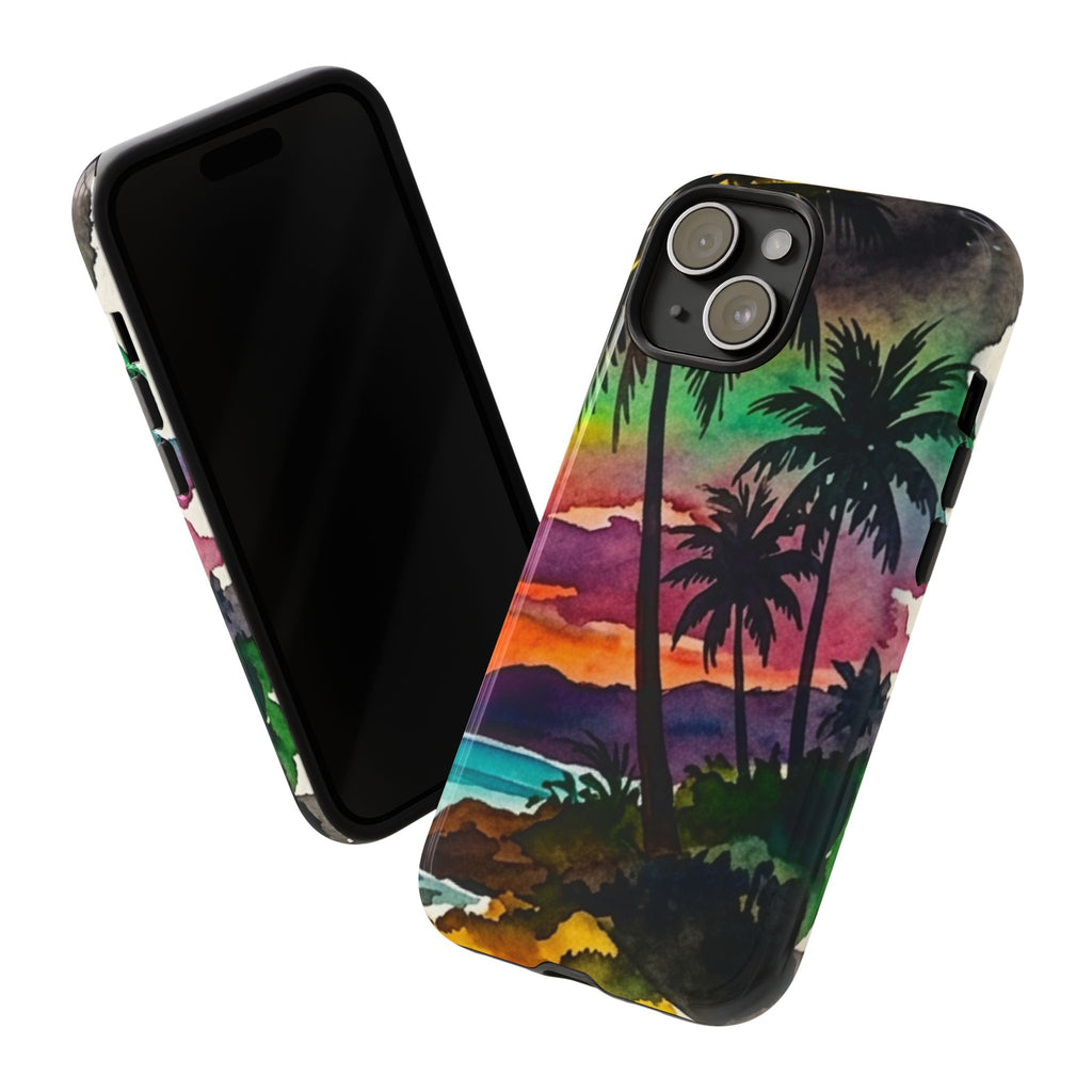 Tropical Sunset Phone Case – Palm Tree Beach Protective Cover