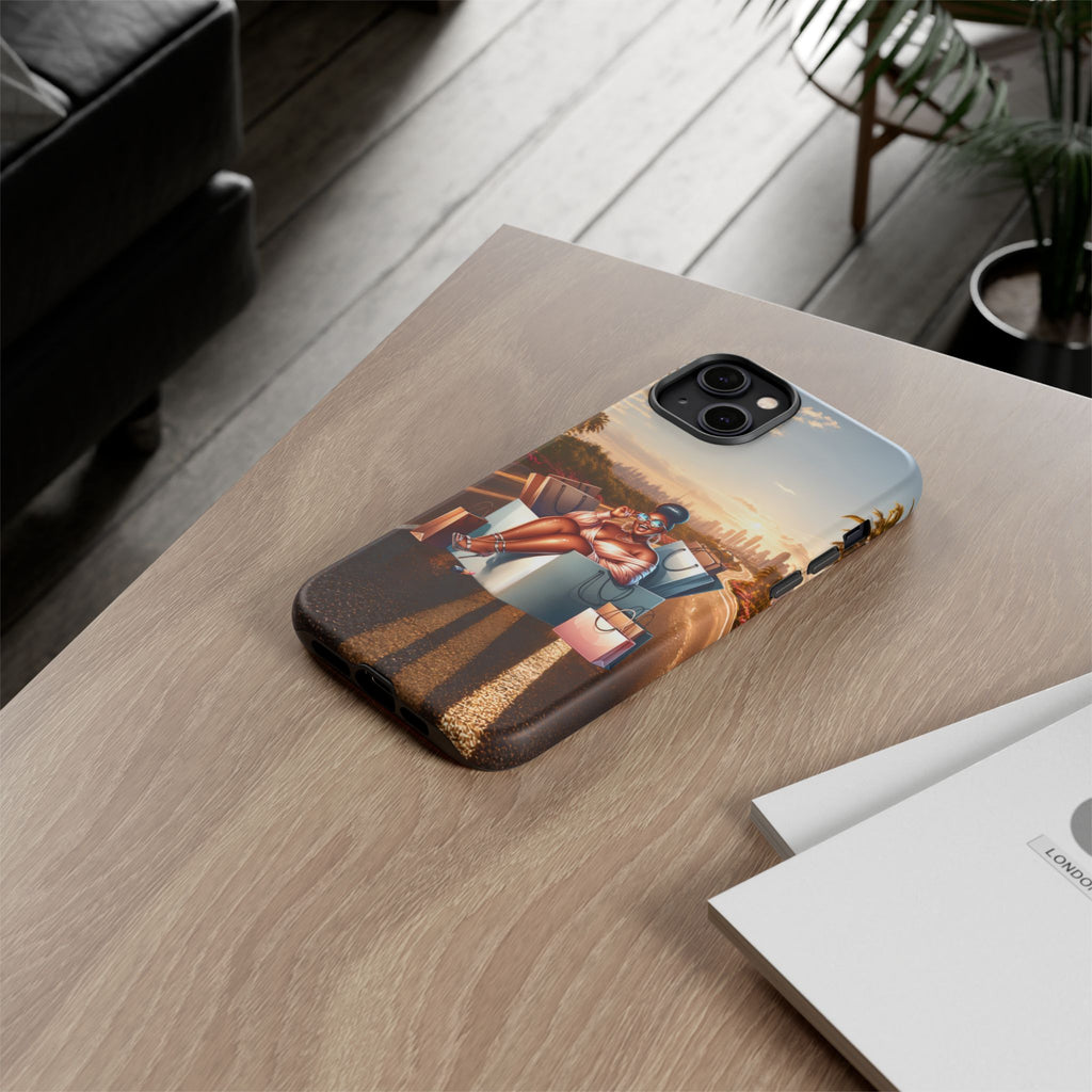 Phone Case — Chic Shopper Illustration on Cloud Background