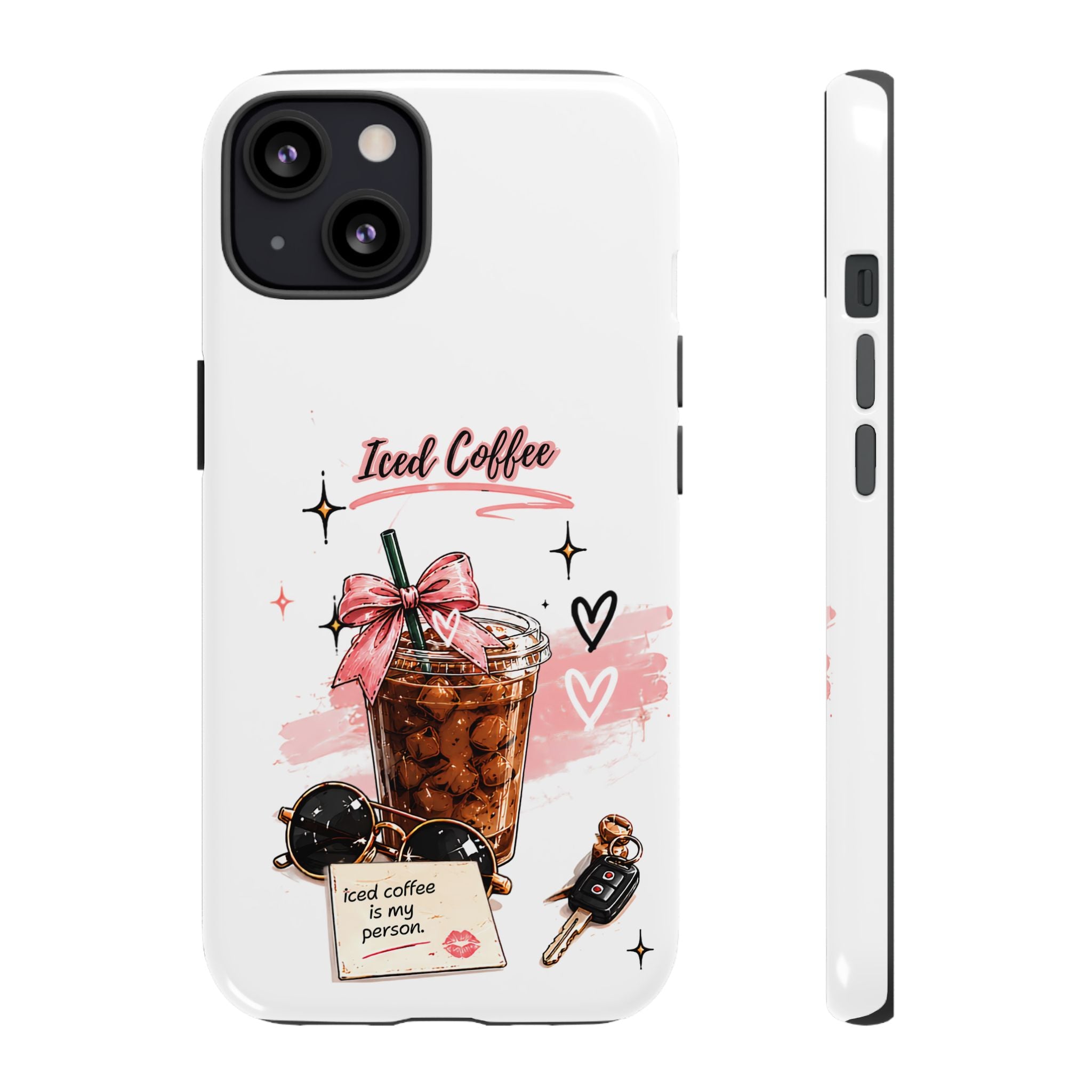 Iced Coffee Phone Case – Cute Pink Boba Design ("Iced coffee is my person")