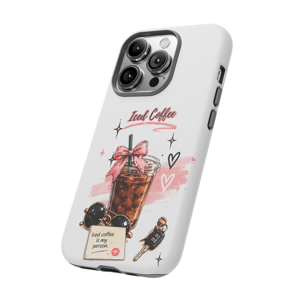 Iced Coffee Phone Case – Cute Pink Boba Design ("Iced coffee is my person")