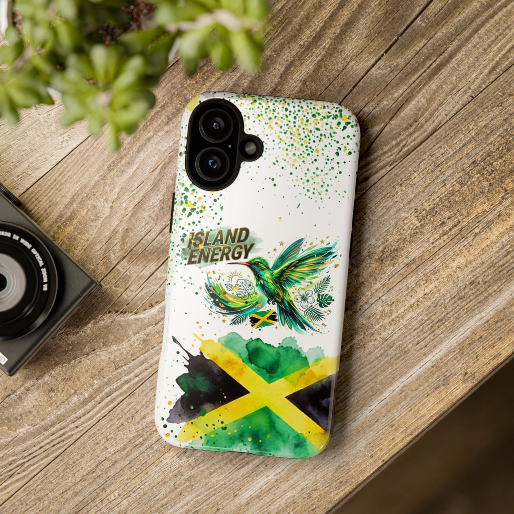 Island Energy Tough Phone Case — Colorful Hummingbird & Tropical Sunset Protective Cover