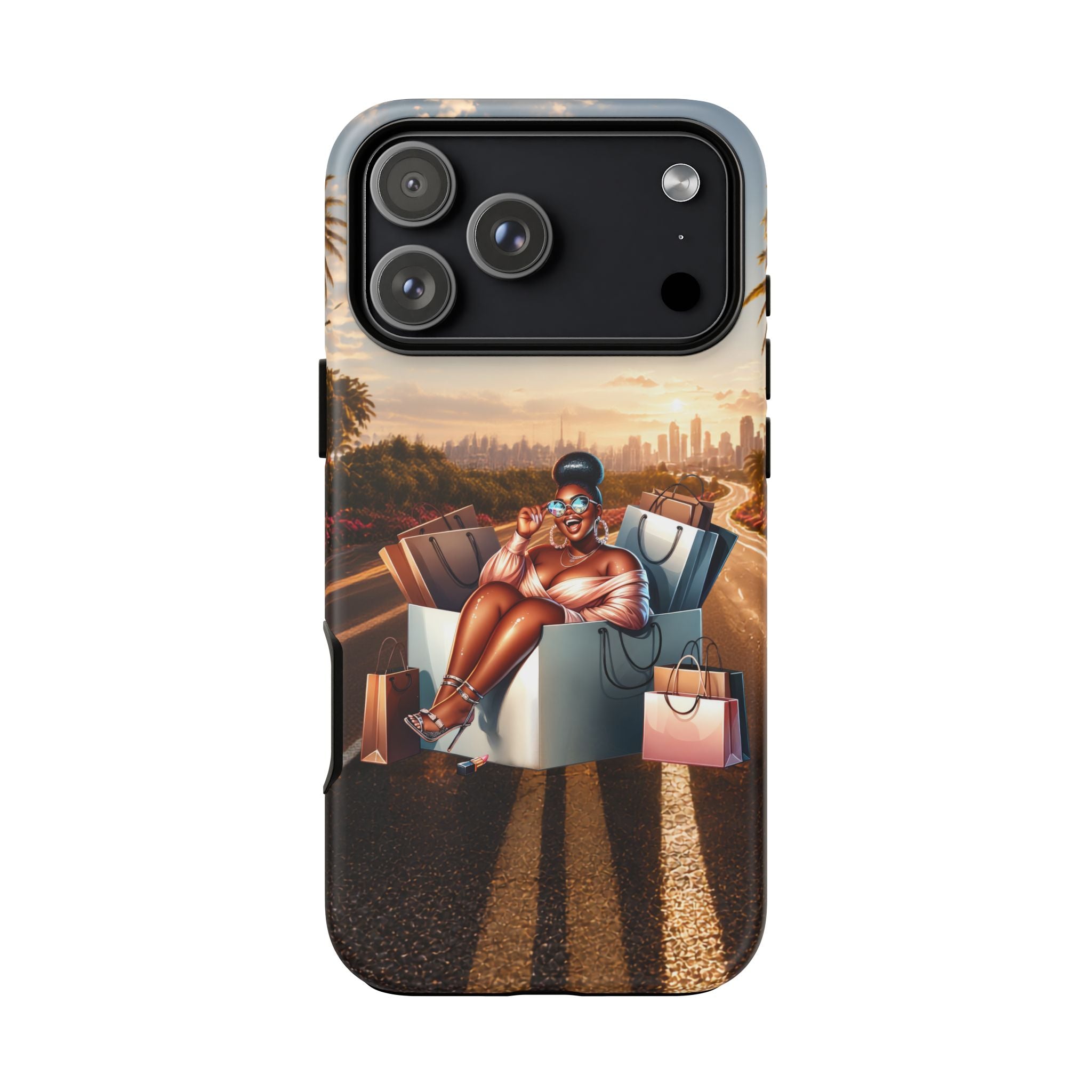 Phone Case — Chic Shopper Illustration on Cloud Background