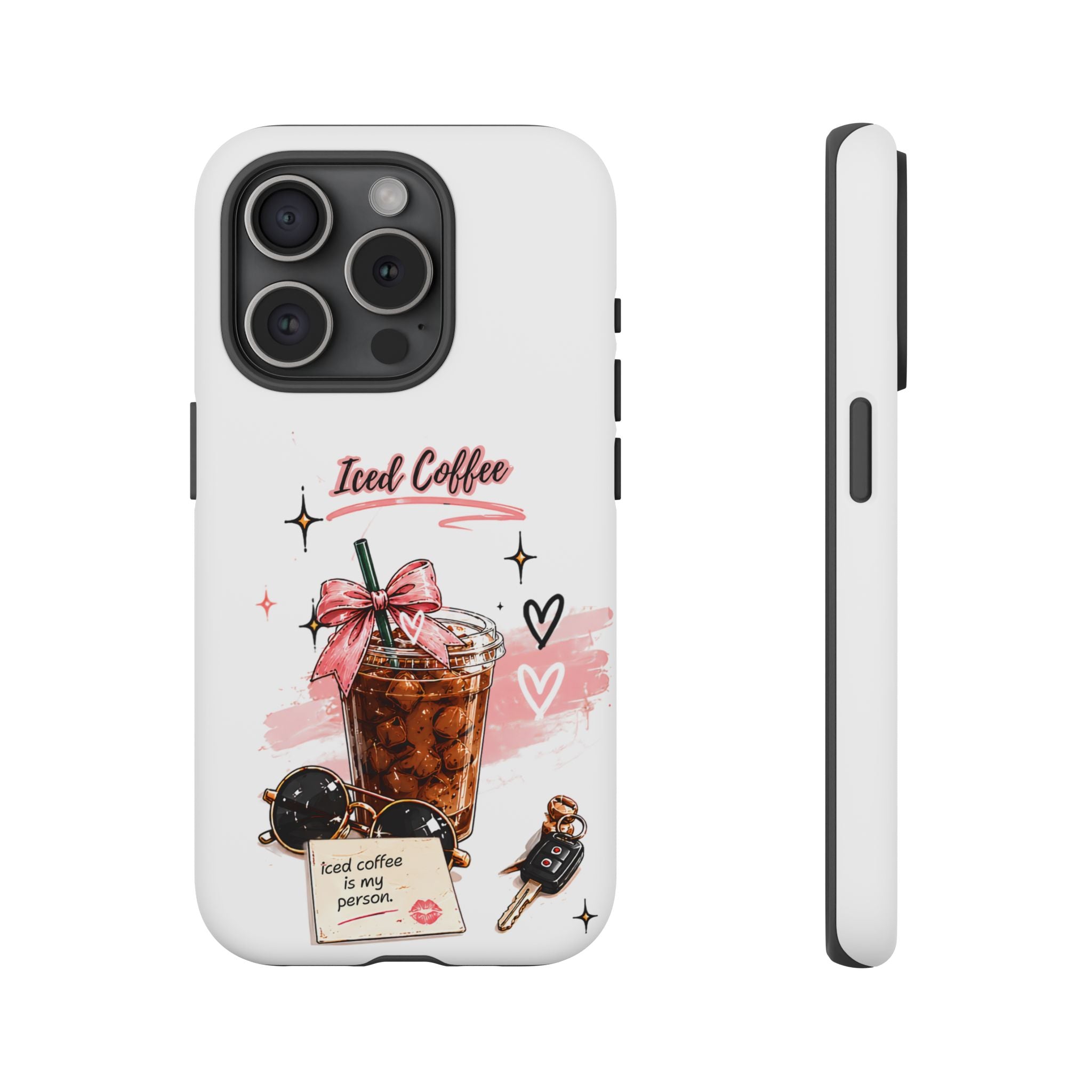 Iced Coffee Phone Case – Cute Pink Boba Design ("Iced coffee is my person")