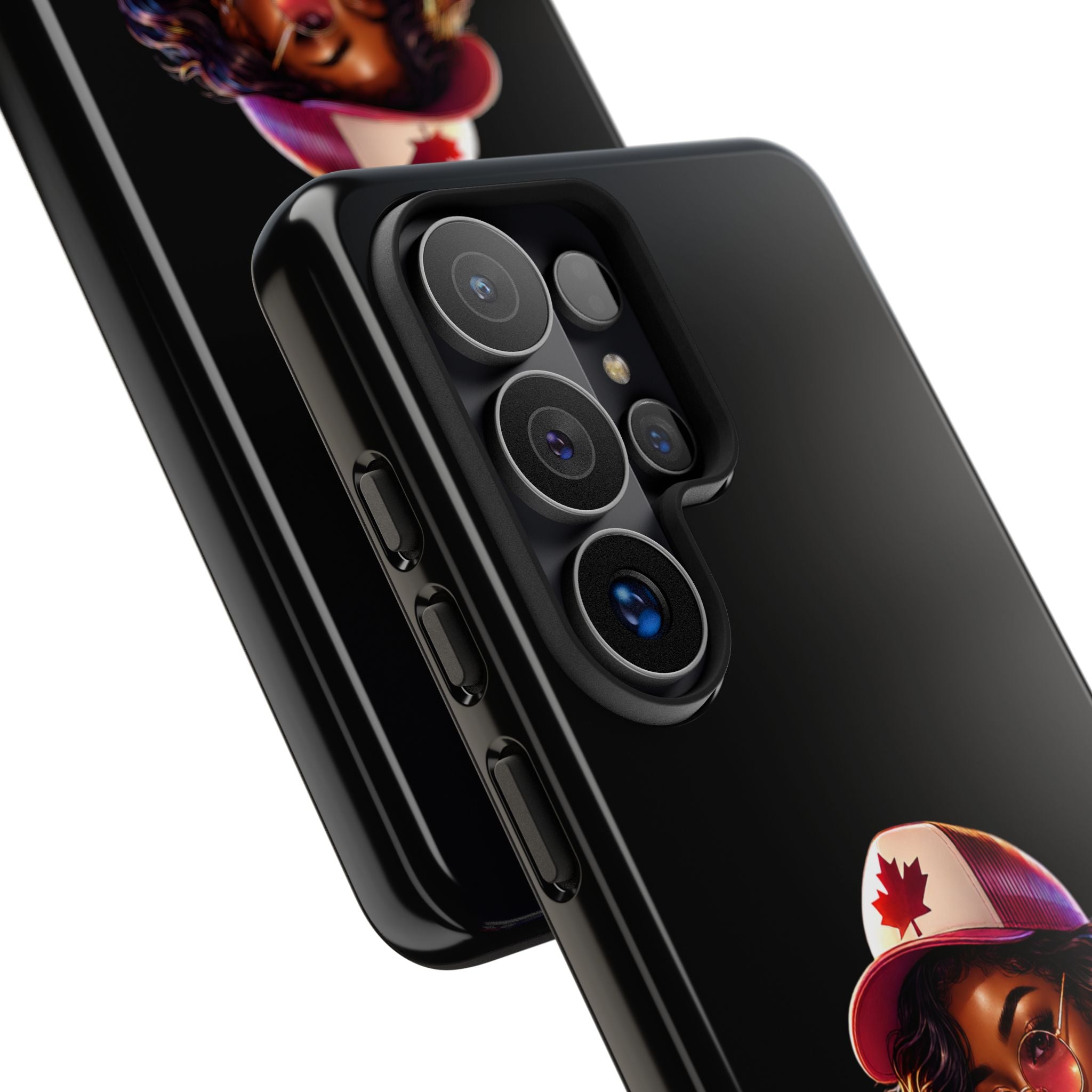 Canadian Vibes Phone Case — Afrobeat Girl with Headphones & Passport Design