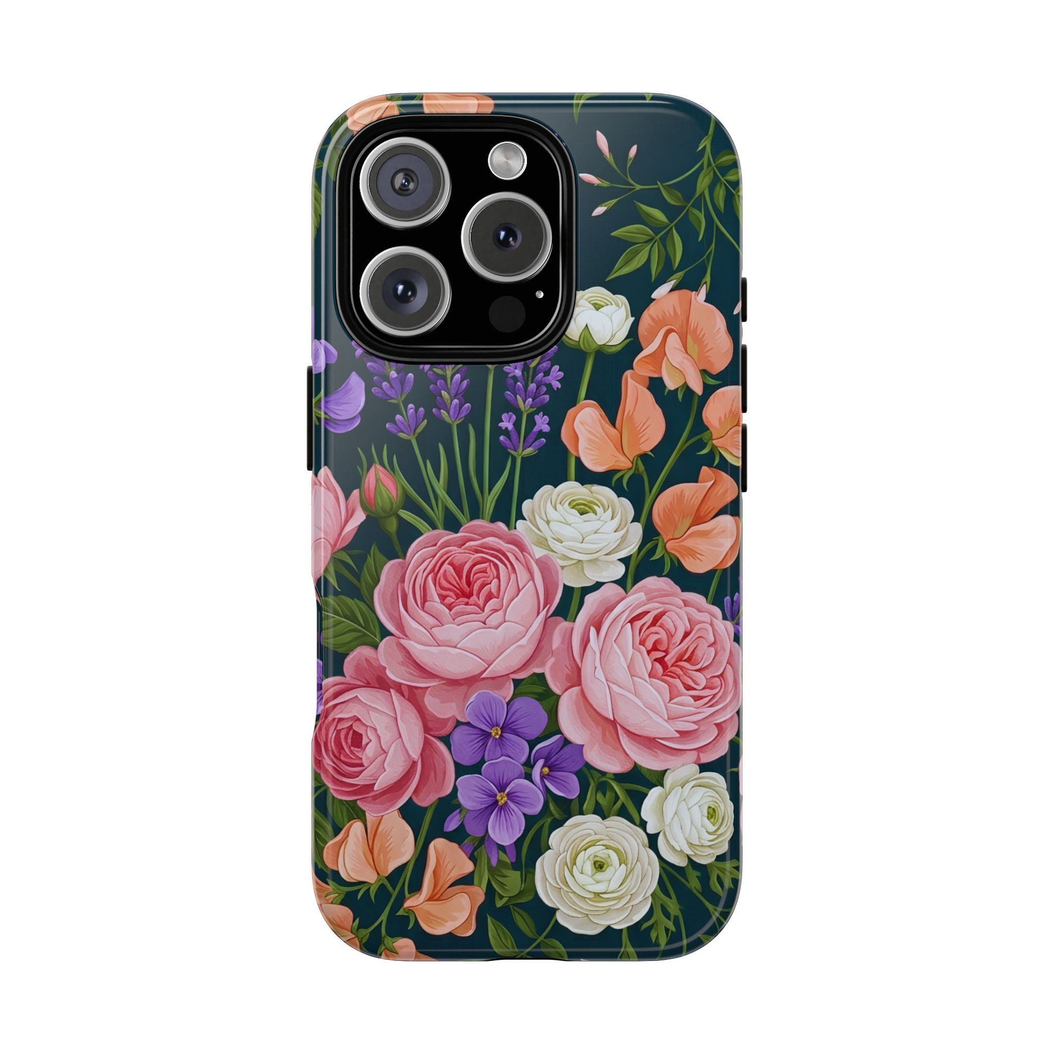 Floral Bouquet Phone Case — Vintage Roses & Lavender Protective Cover
