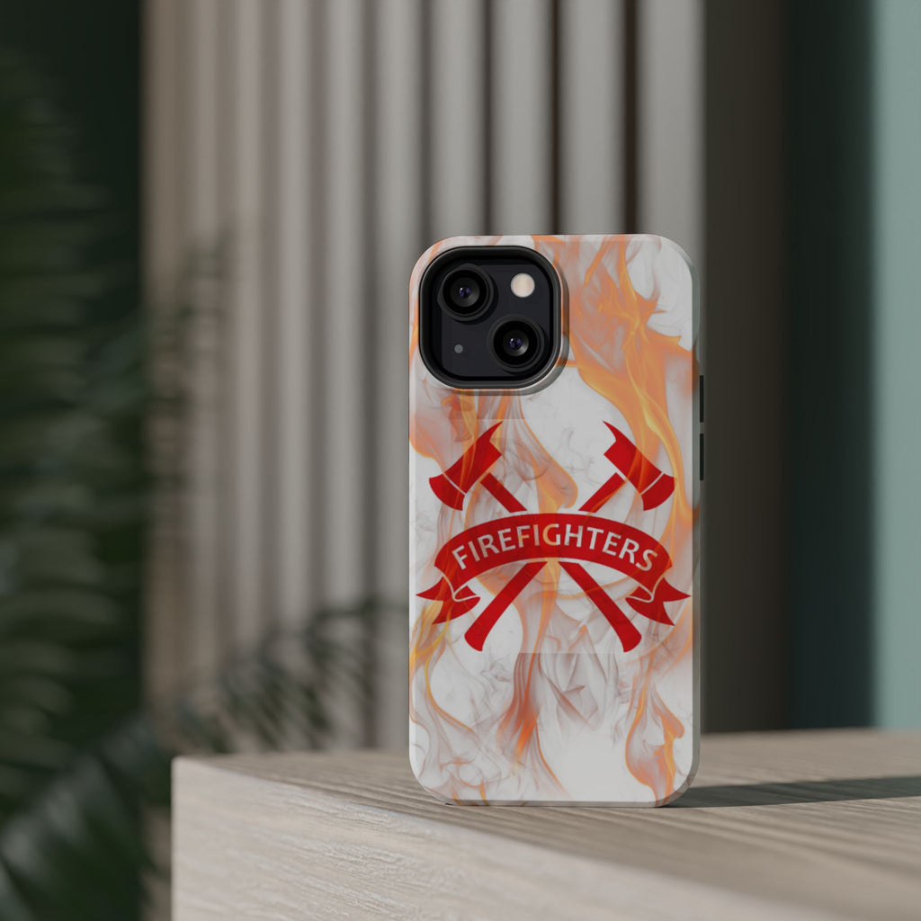 Firefighters Magnetic Impact-Resistant Phone Case — Flame Design with Maltese Cross