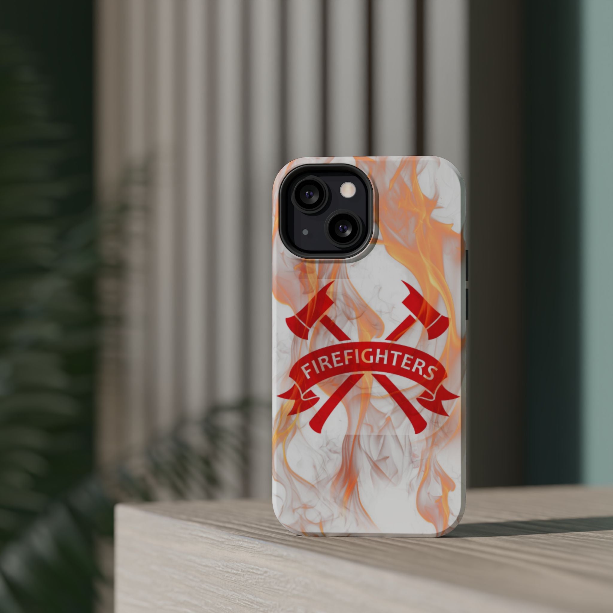 Firefighters Magnetic Impact-Resistant Phone Case — Flame Design with Maltese Cross