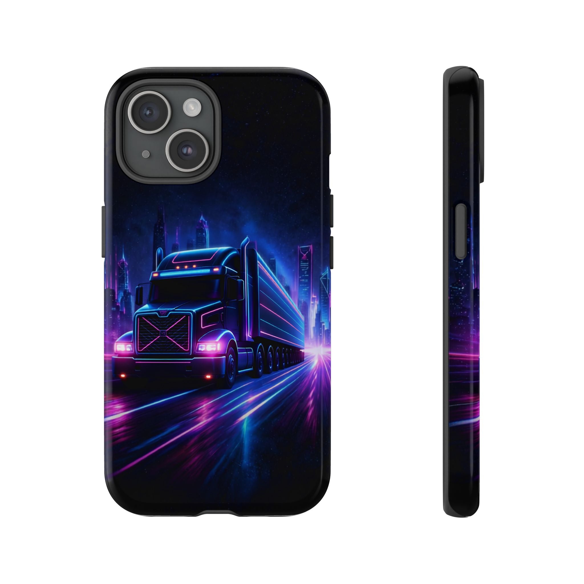 Neon Retro Rig Phone Case — Trucker Semi Truck Nightscape Protective Case