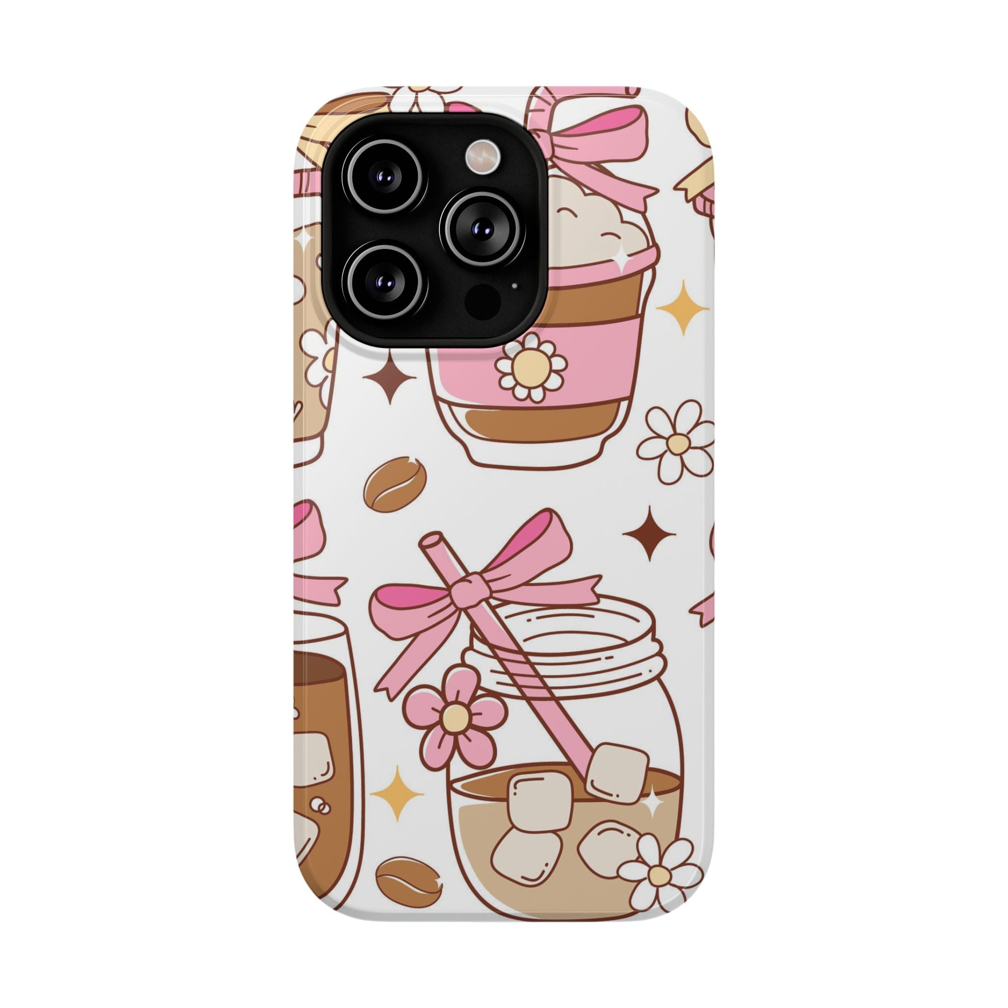 Cute Pink Coffee & Latte Pattern Impact Phone Case