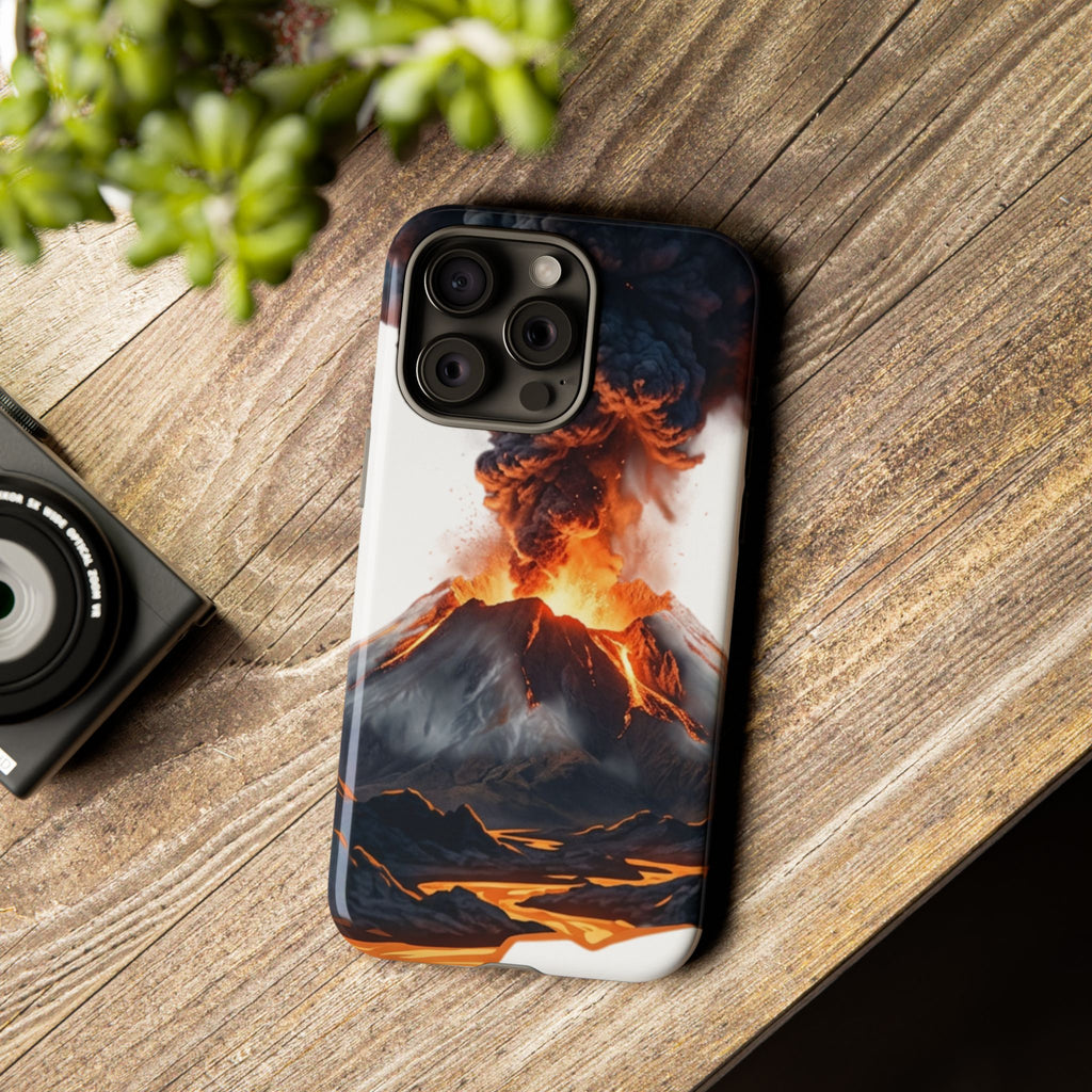 Volcano Eruption Tough Phone Case — Fiery Lava Protective Cover